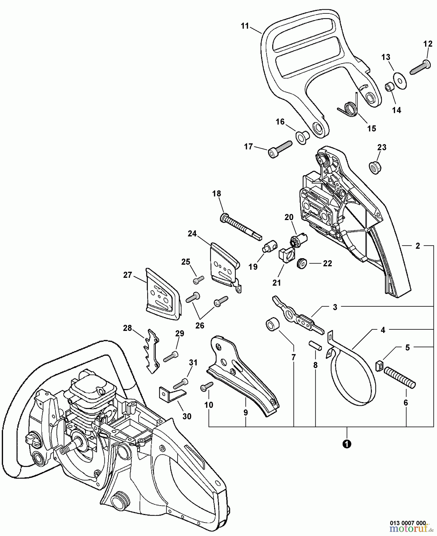 Echo Sägen, Kettensägen CS-370 - Echo Chainsaw, S/N: C09913001001 - C09913999999 Chain Brake
