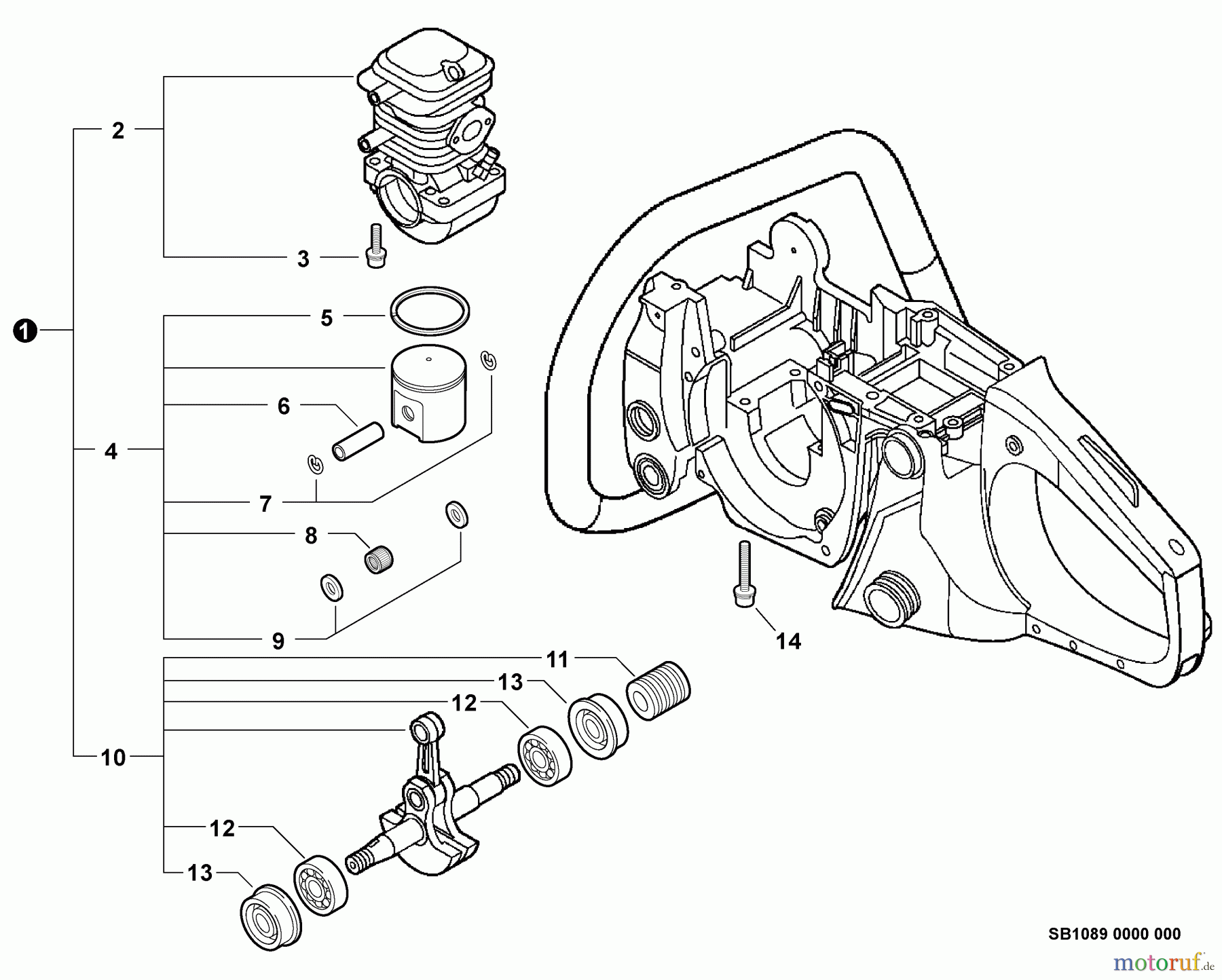 Echo Sägen, Kettensägen CS-400 - Echo Chainsaw, S/N: C10013001001 - C10013999999 Engine, Short Block -- SB1089