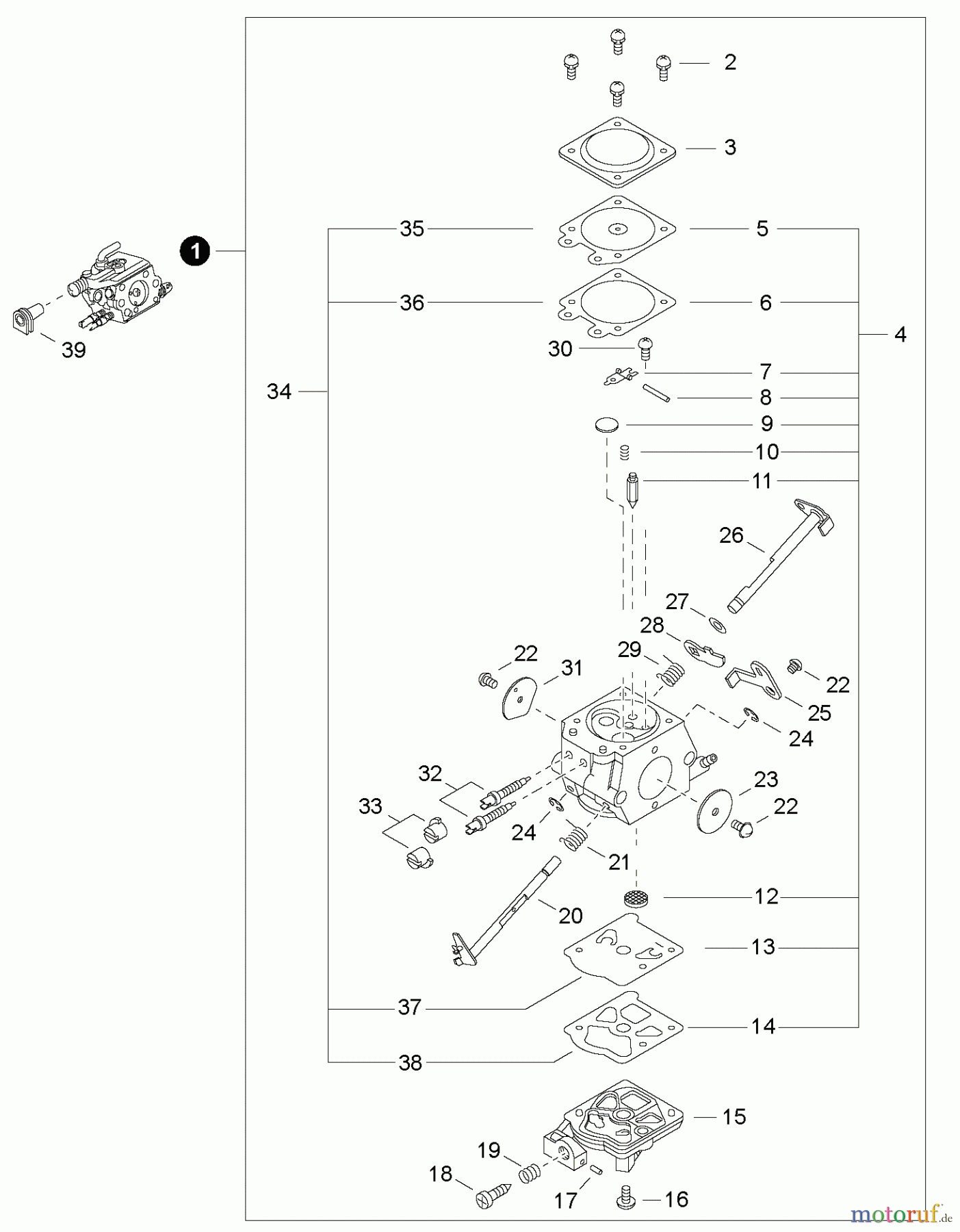 Echo Sägen, Kettensägen CS-4200ES - Echo Chainsaw, S/N: 36001001 - 36999999 Carburetor