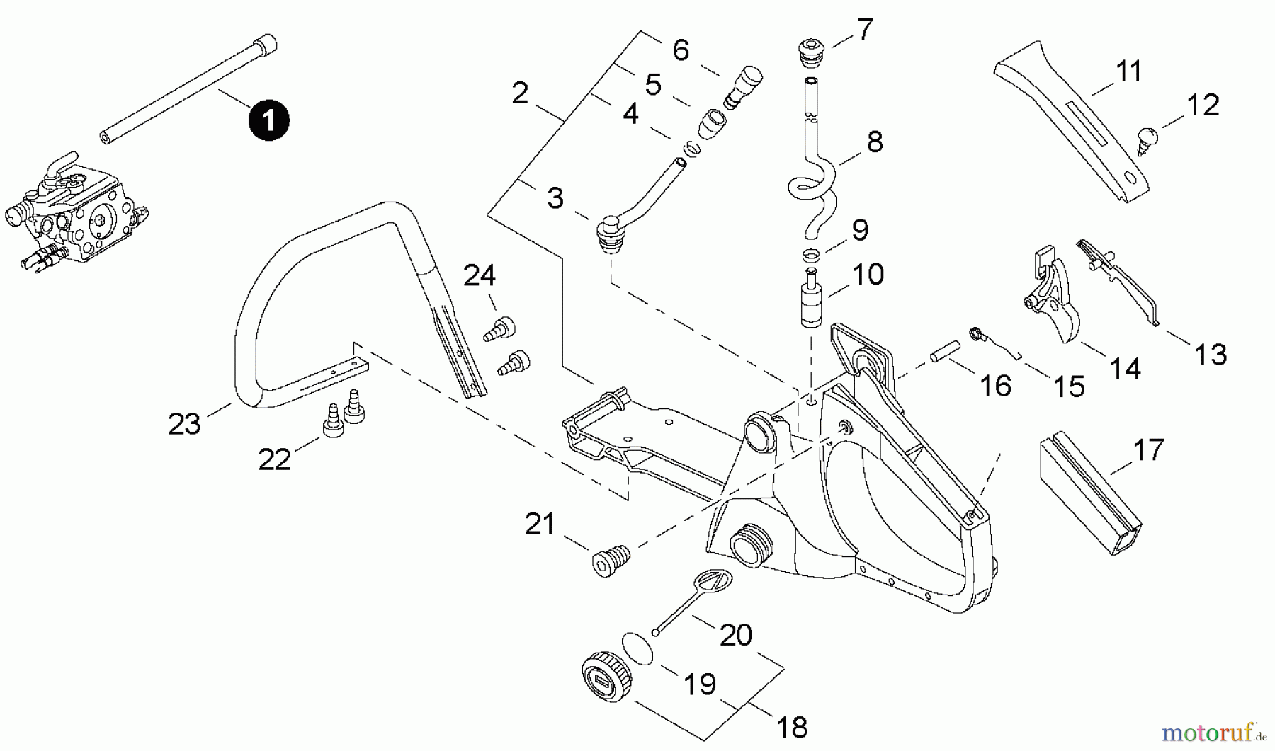 Echo Sägen, Kettensägen CS-4200ES - Echo Chainsaw, S/N: 36001001 - 36999999 Handles, Throttle Control, Fuel System