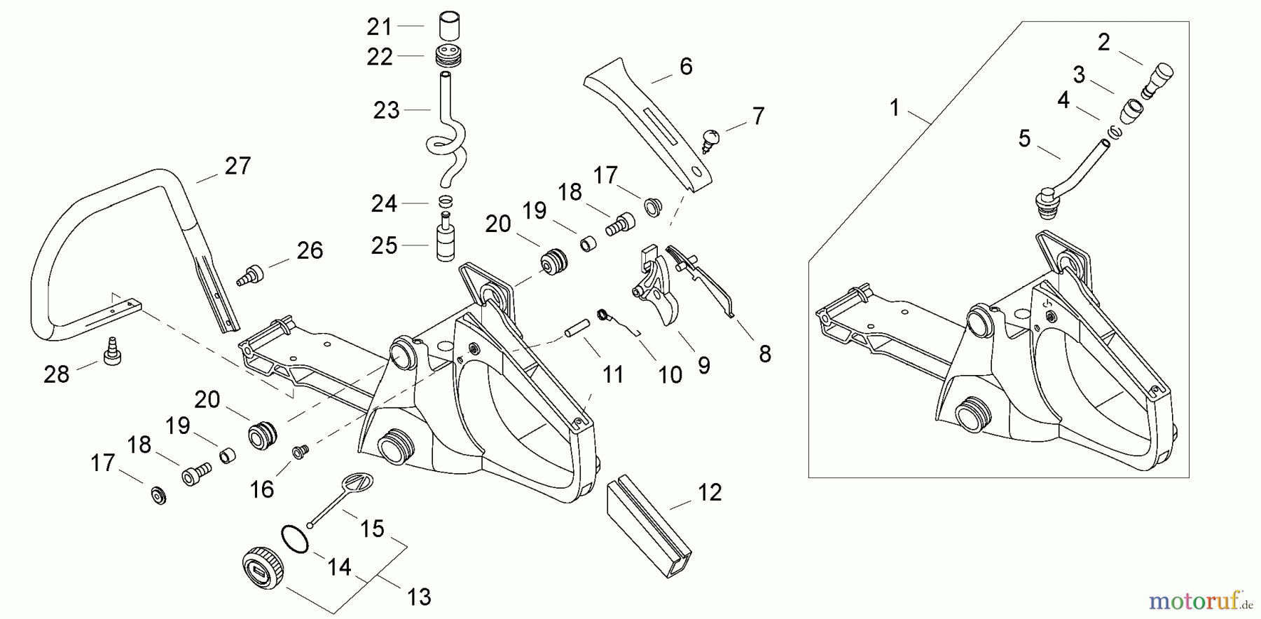 Echo Sägen, Kettensägen CS-420ES - Echo Chainsaw, S/N: 20001001 - 20999999 Fuel System, Handles, Throttle Control