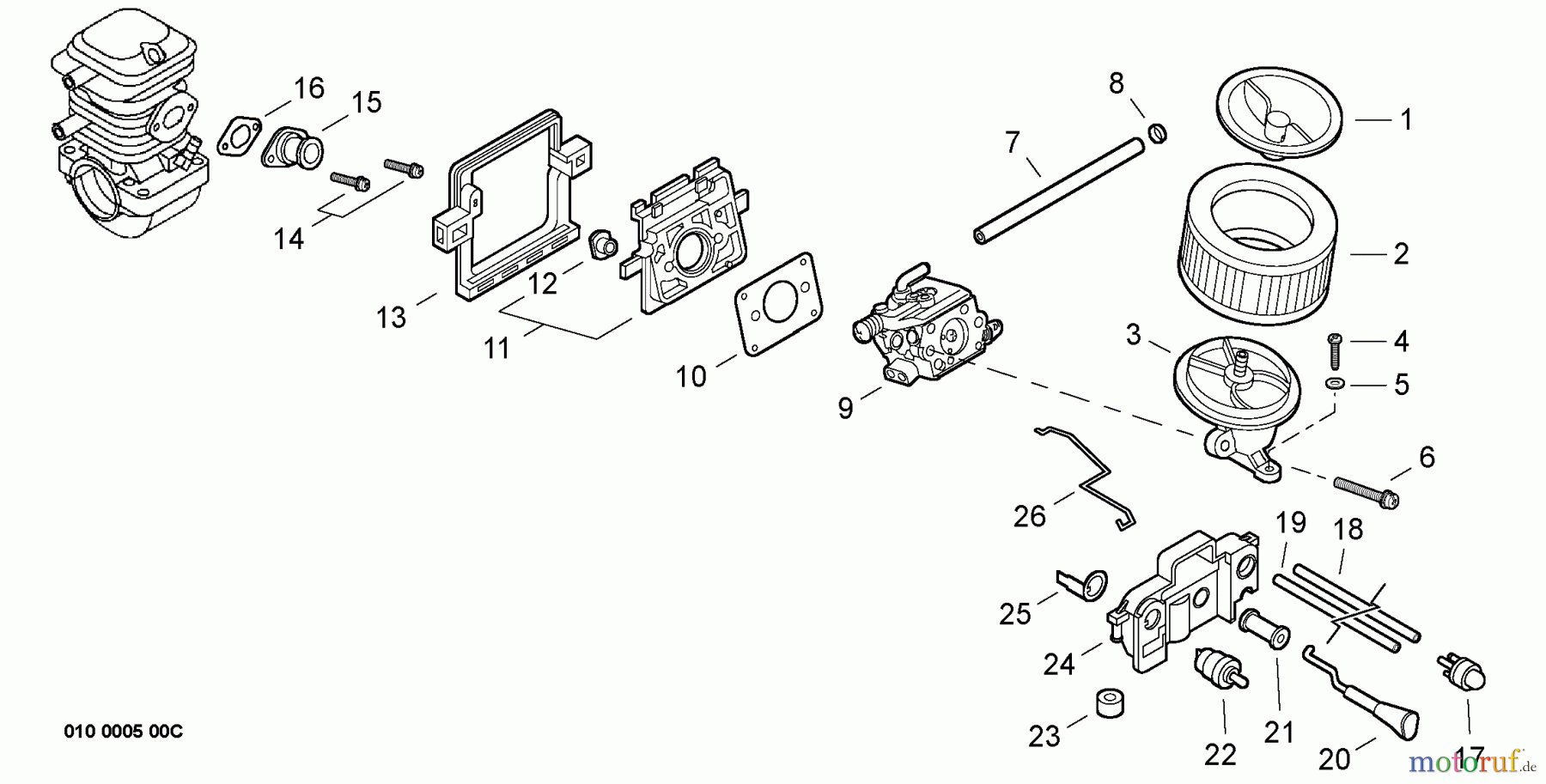 Echo Sägen, Kettensägen CS-420ES - Echo Chainsaw, S/N: 20001001 - 20999999 Intake, Air Filter, On-Off Switch