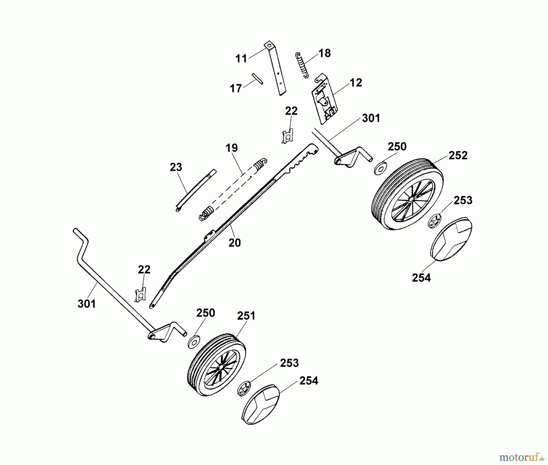  Wolf-Garten Elektromäher Esprit 40 E/A 4961006 Serie A  (2002) Höhenverstellung, Räder