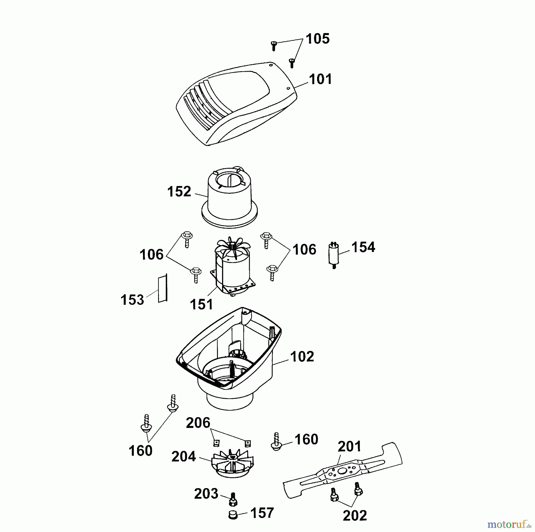 Wolf-Garten Elektromäher Esprit 46 E 4620683 Serie A (2003) Abdeckhaube Motor, Messer, Motor
