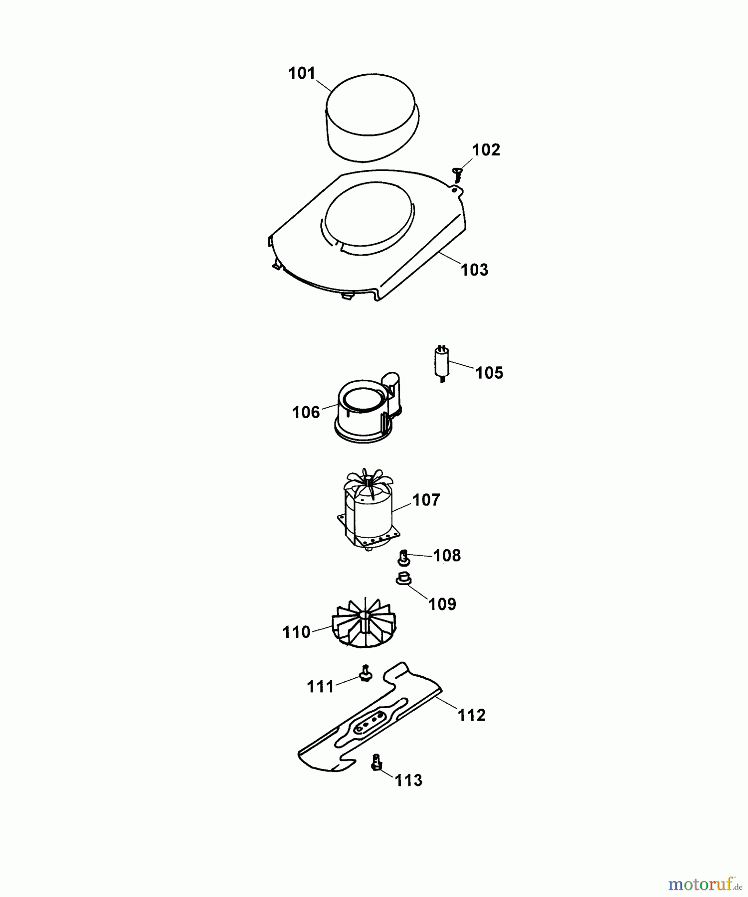 Wolf-Garten Elektromäher Esprit 36 E 4906683 Serie A (2003) Abdeckhaube Motor, Messer, Motor