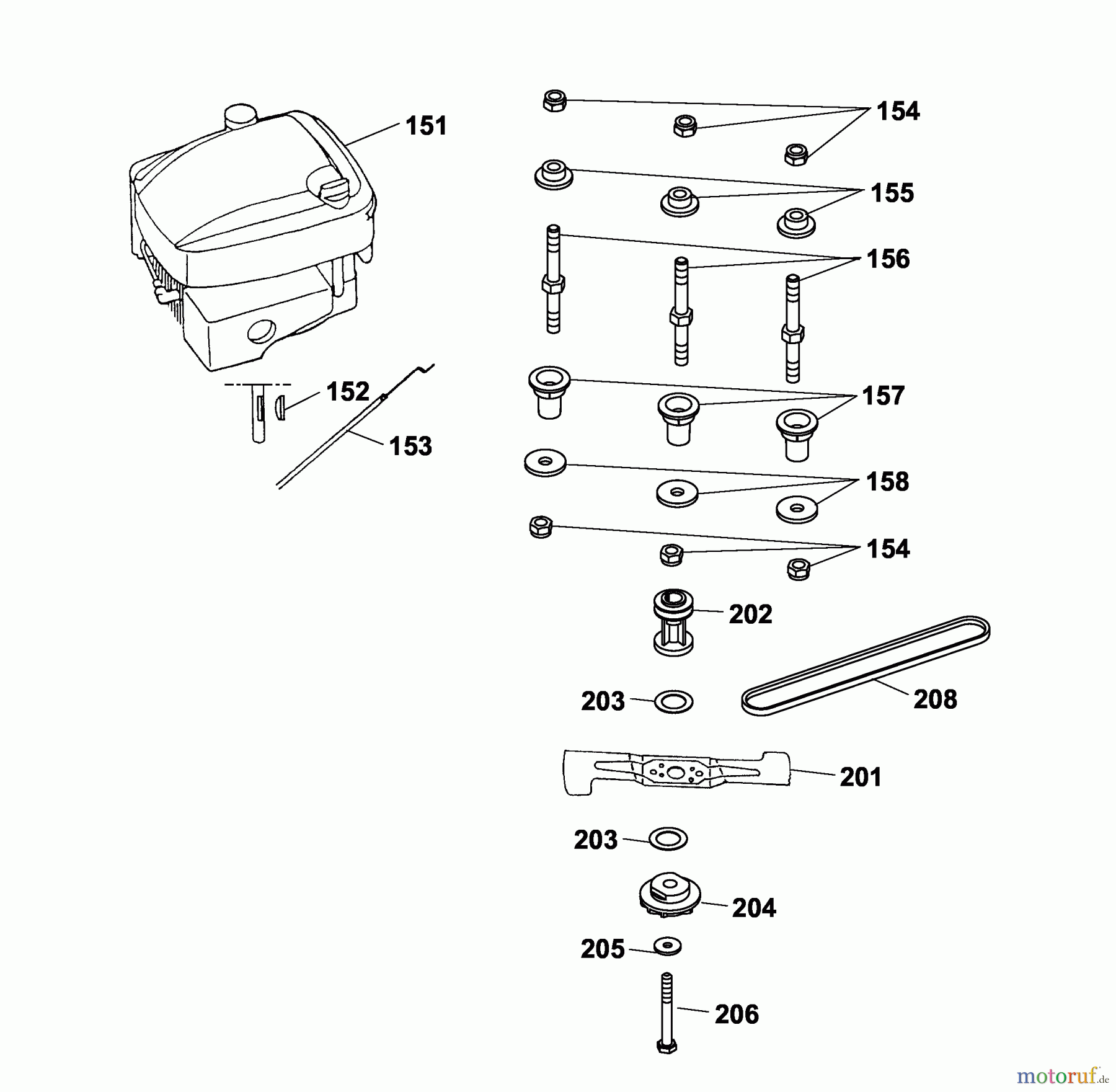 Wolf-Garten Motormäher mit Antrieb Esprit 46 BA 4605000 Serie B-D (2003) Messer, Messeraufnahme, Motor