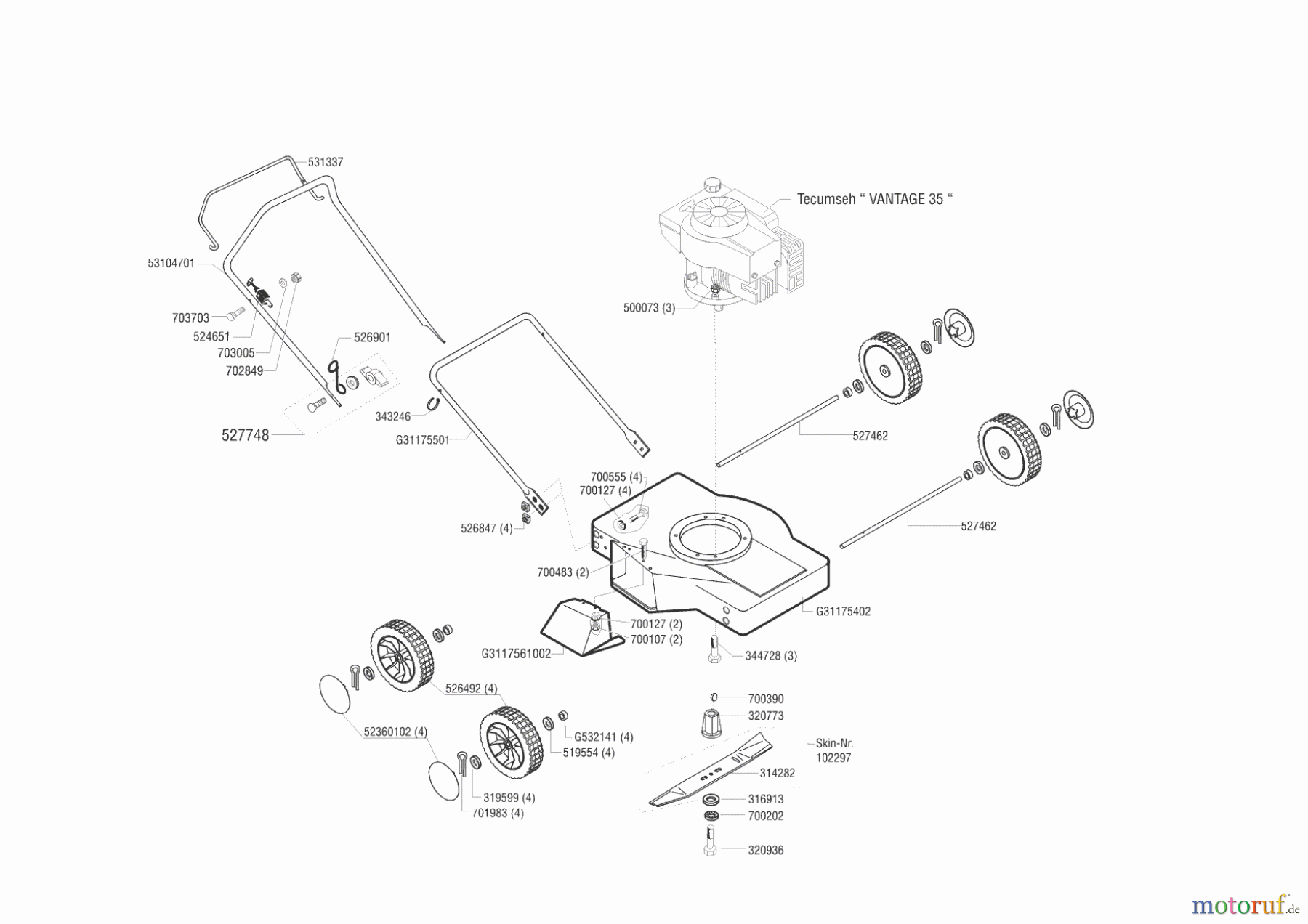 Ginge Gartentechnik Benzinrasenmäher Turbo Silent 46 BS vor 01/2001 Seite 1