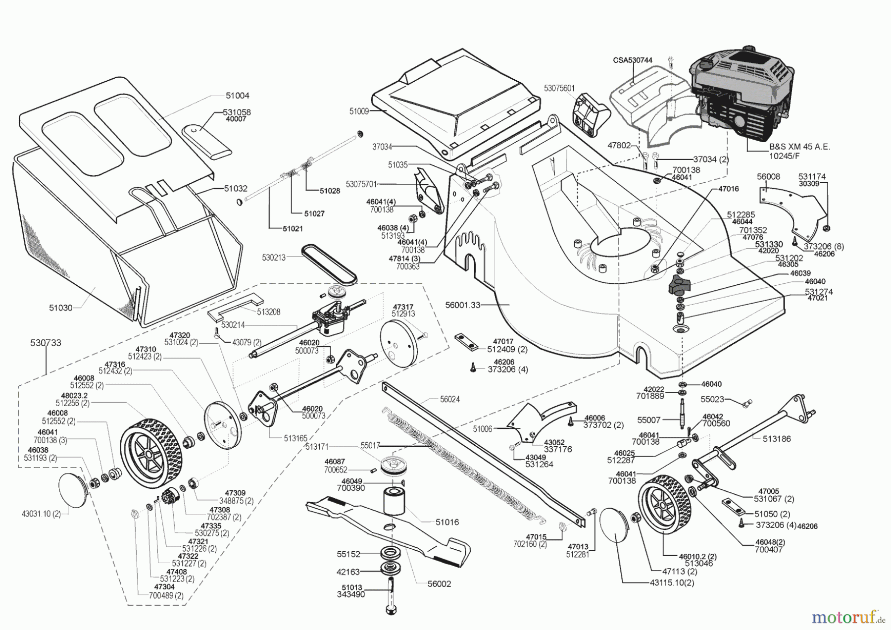 AL-KO Gartentechnik Benzinrasenmäher Euromat 564 SE 00/0 - 10/1998 Seite 1