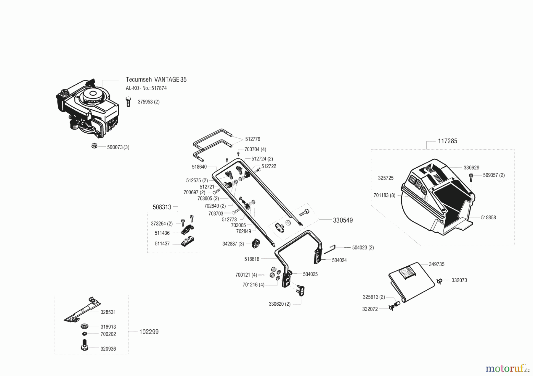 AL-KO Gartentechnik Benzinrasenmäher Mat Gard 500 BR 03/1995 - 04/1995 Seite 1