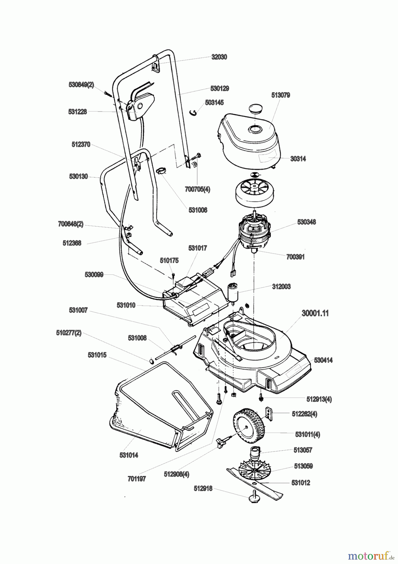 Secura Gartentechnik Elektrorasenmäher 930 E 03/1998 - 03/1999 Seite 1
