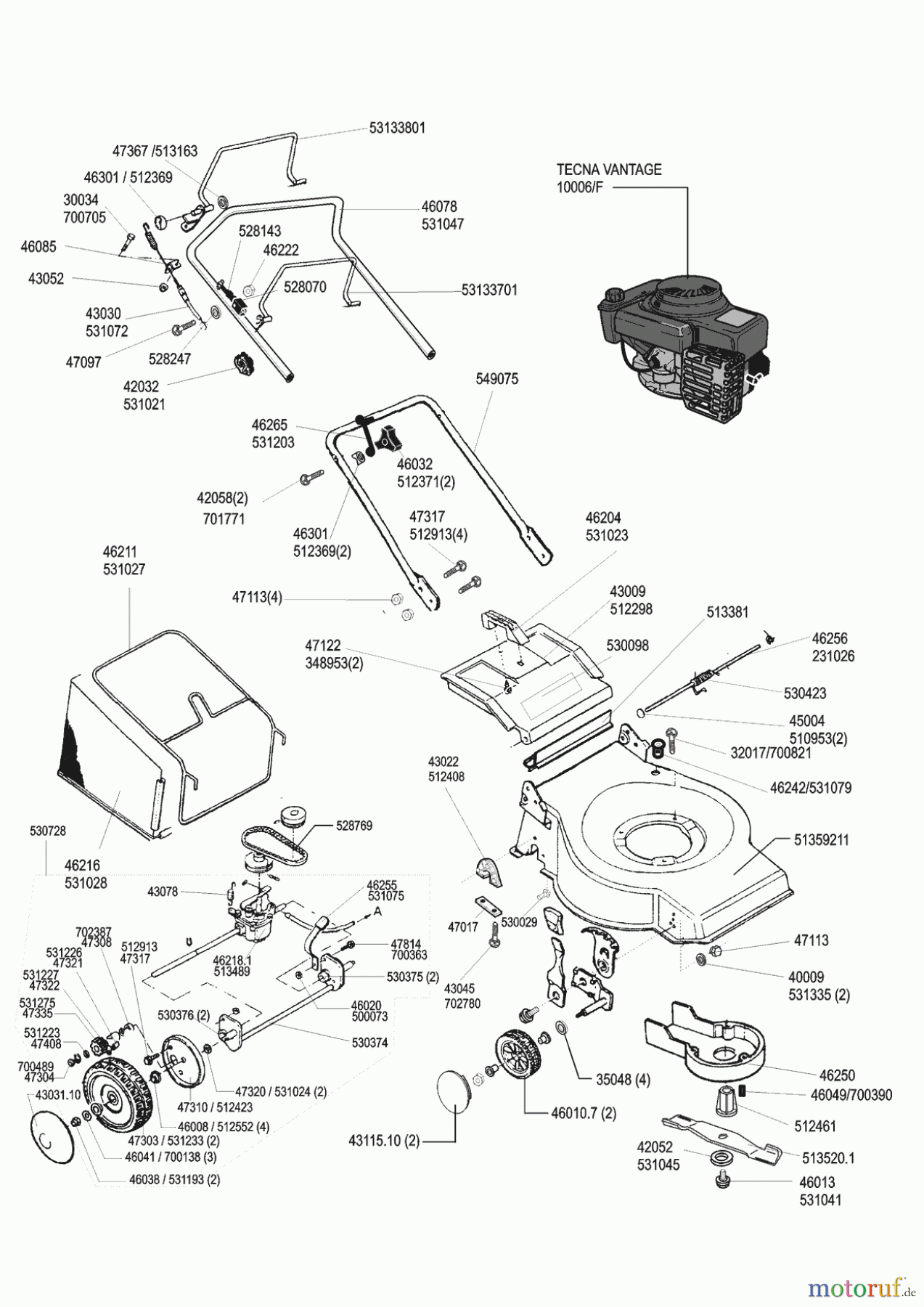 Secura Gartentechnik Benzinrasenmäher 4546 BA 03/1998 - 04/2001 Seite 1