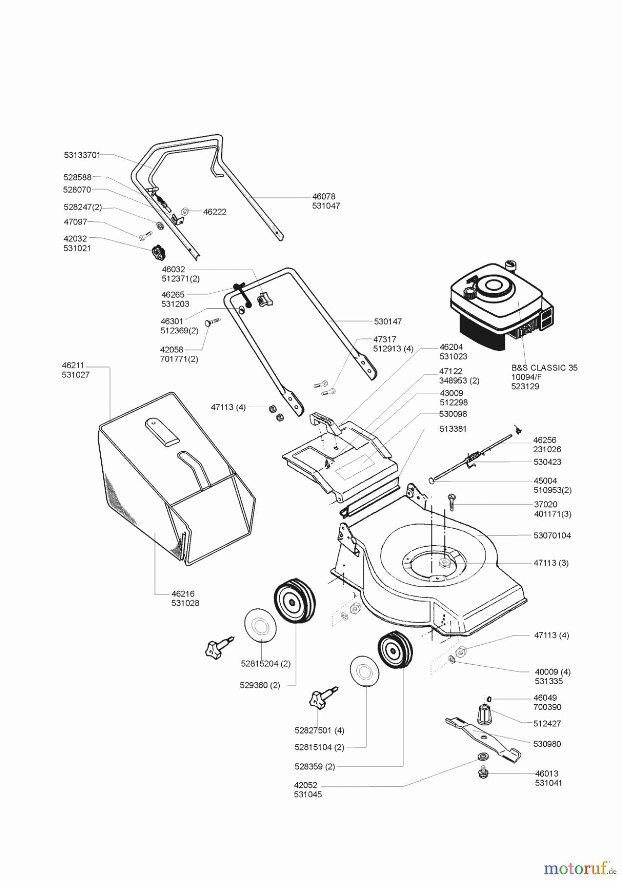 AL-KO Gartentechnik Benzinrasenmäher Eco 40 B 04/1998 - 04/2001 Seite 1