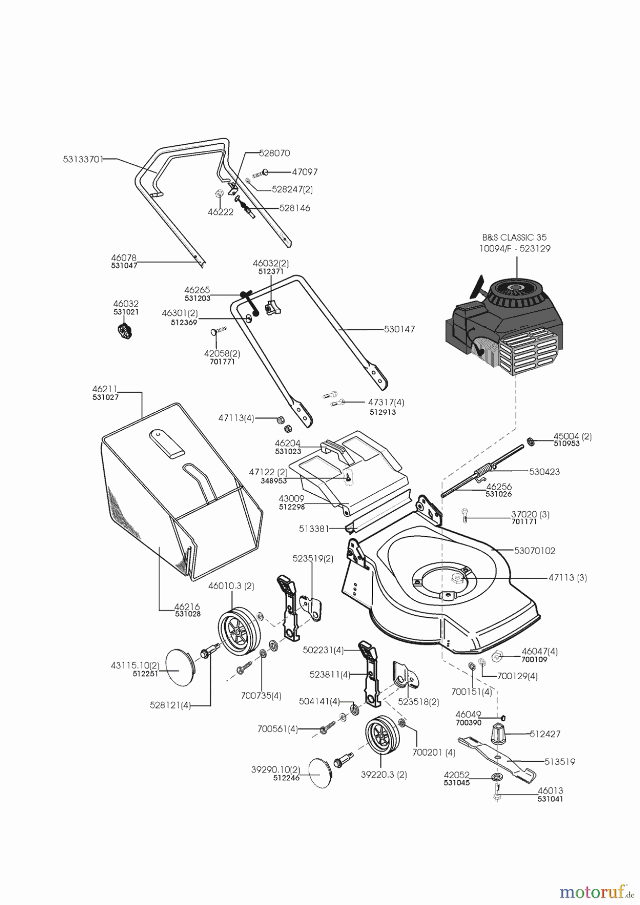 Orion Gartentechnik Benzinrasenmäher Hagarin 444 05/1998 - 12/1998 Seite 1