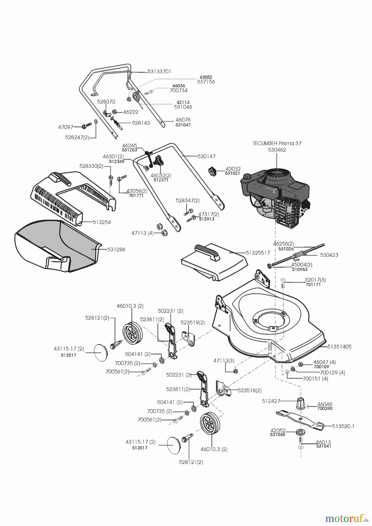 Genius Gartentechnik Benzinrasenmäher B 46-37 Seite 1
