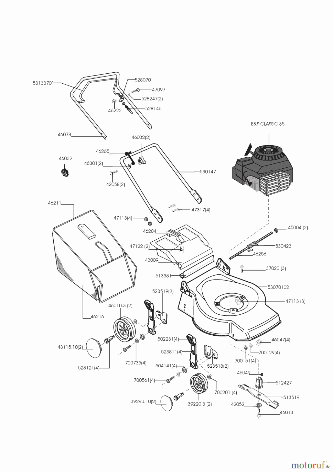  Orion Gartentechnik Benzinrasenmäher Hagarin 444 12/1998 - 12/2000 Seite 1