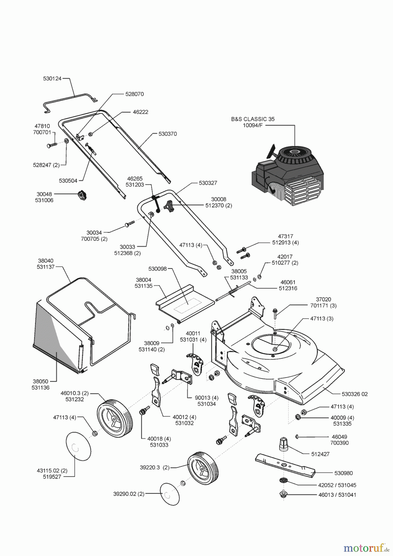 AL-KO Gartentechnik Benzinrasenmäher CLASSIC 414 LB 09/1999 - 10/2001 Seite 1