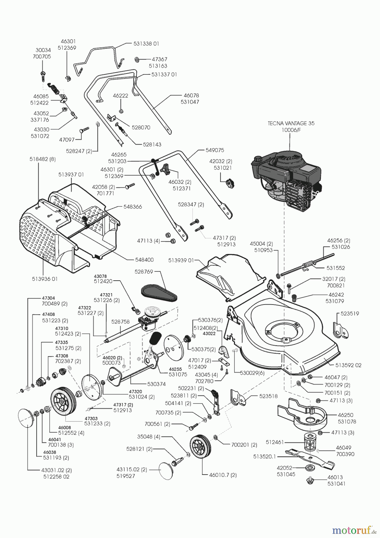  Orion Gartentechnik Benzinrasenmäher 46 BR  09/1999 - 01/2000 Seite 1