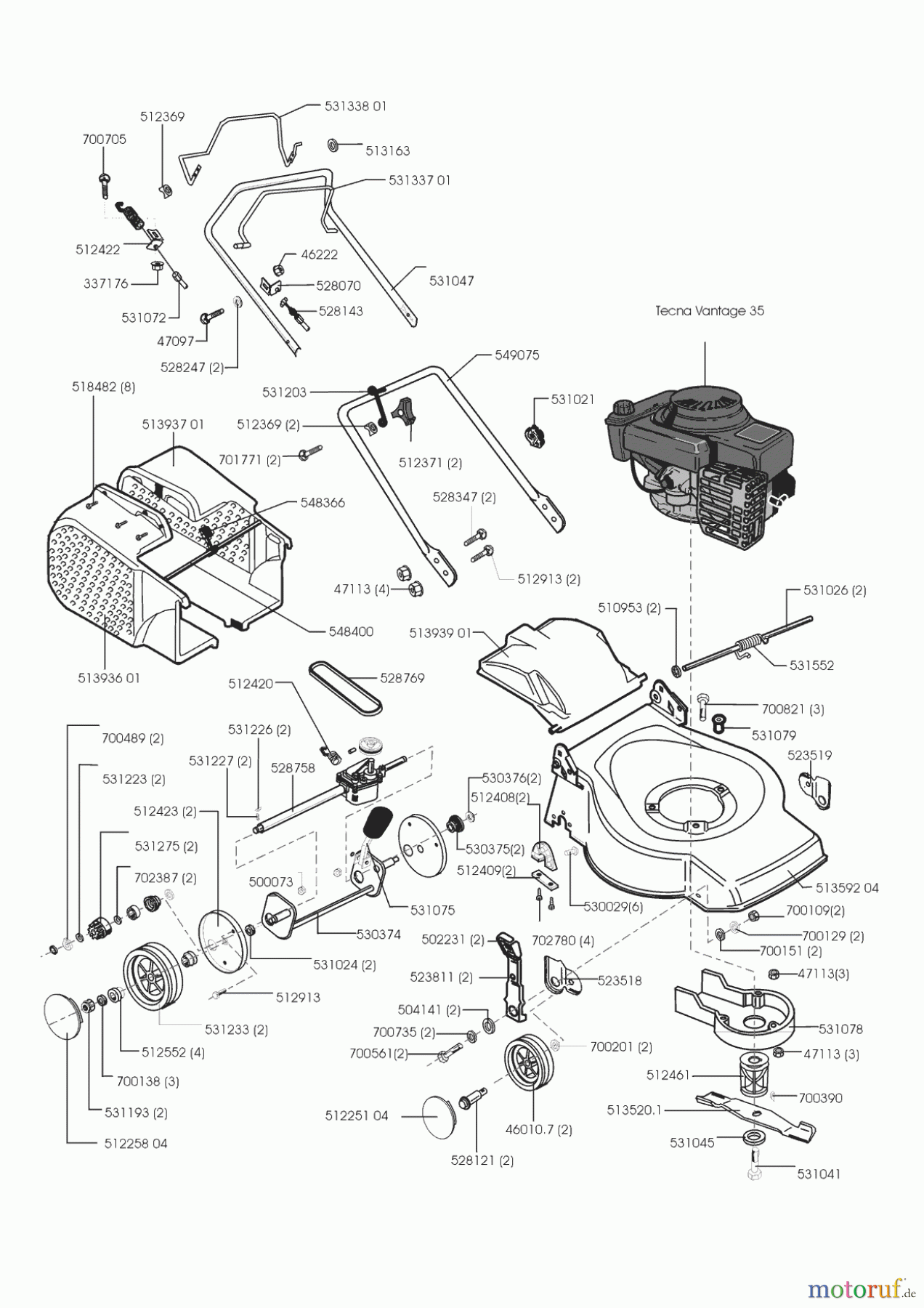  Hanseatic Gartentechnik Benzinrasenmäher 46 BR 12/1999 - 03/2001 Seite 1