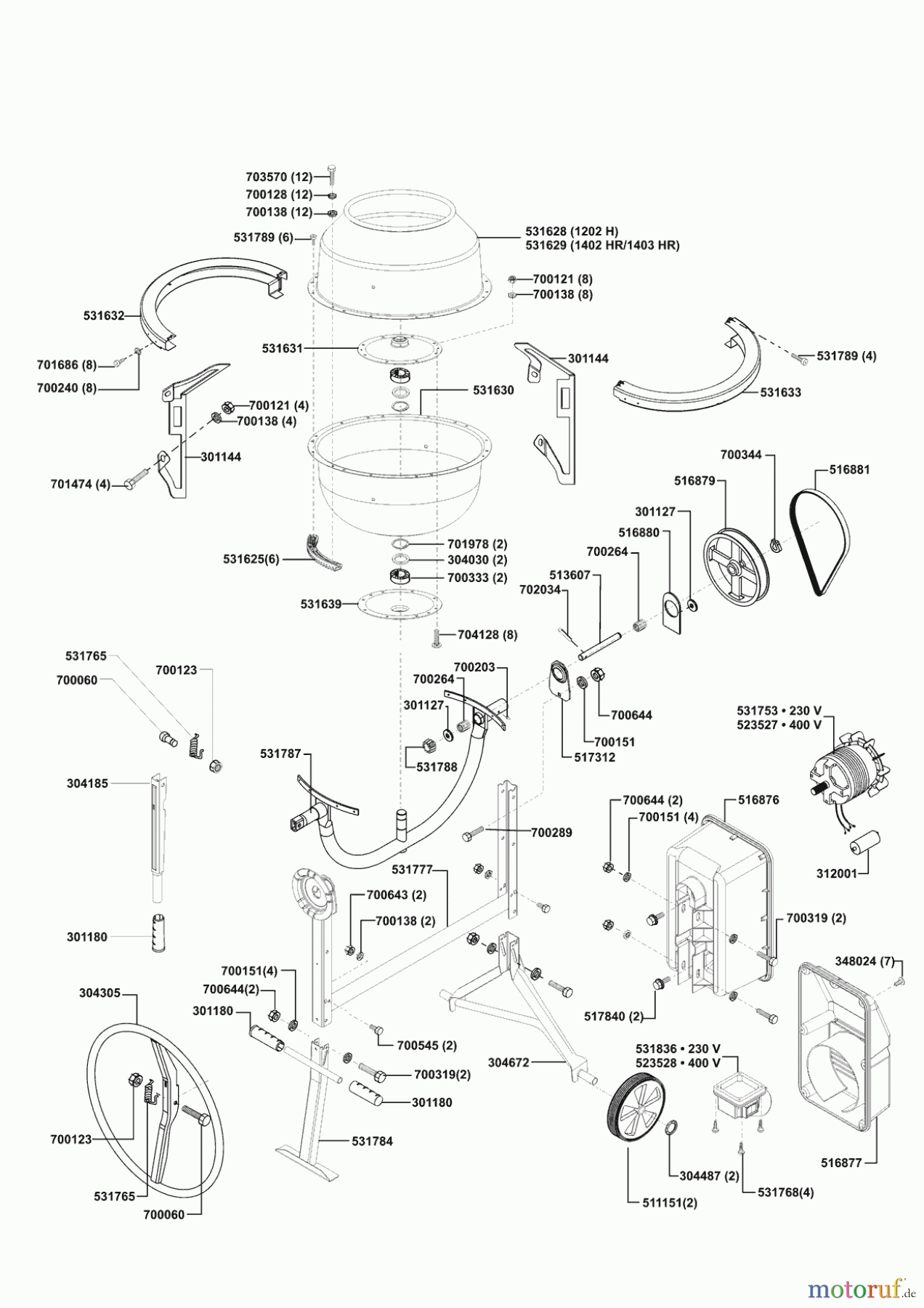  AL-KO Heimwerkertechnik Betonmörtelmaschinen Top 1202 H 01/2001 - 08/2004 Seite 1