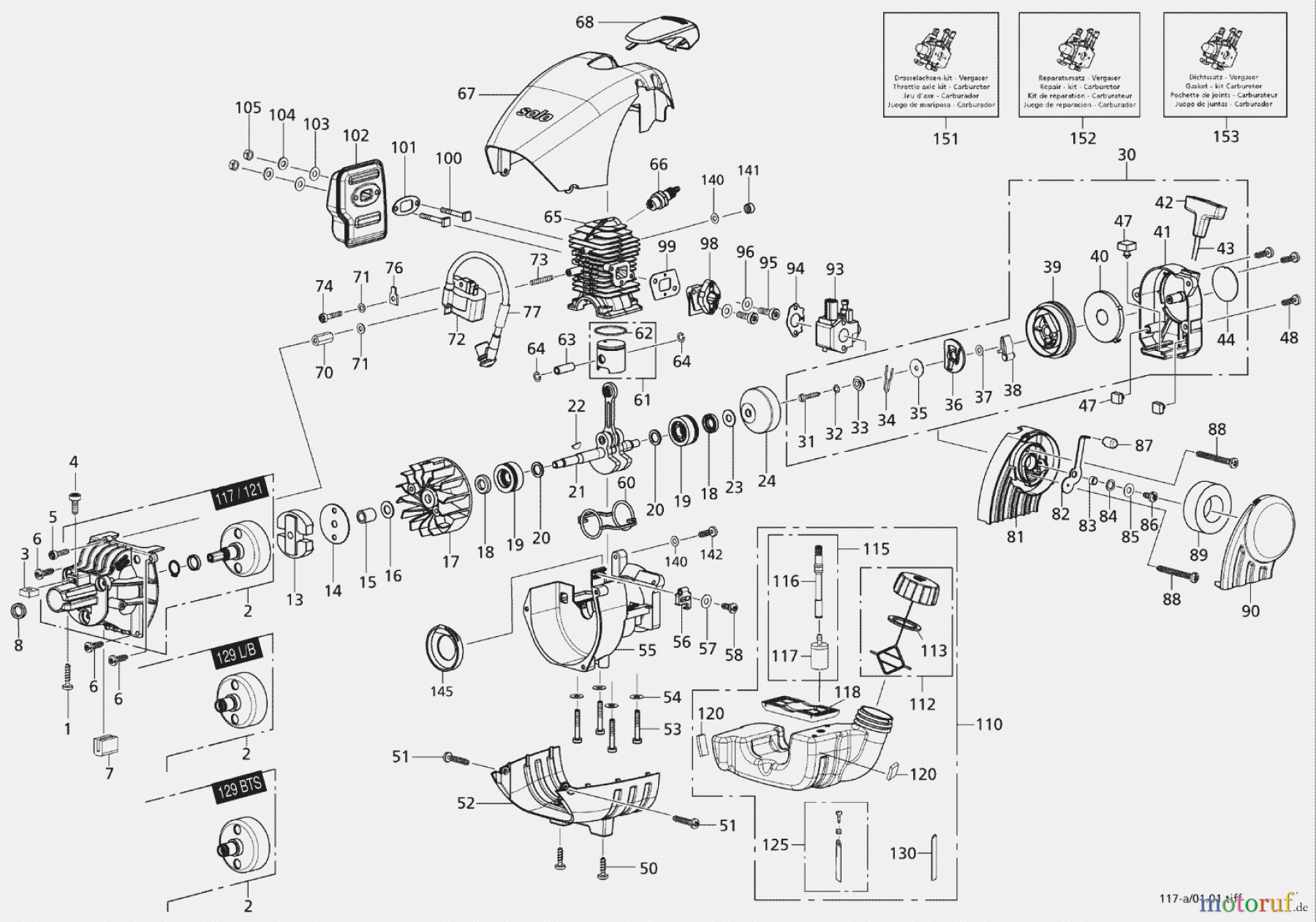  Solo by AL-KO Gartentechnik Motorsensen 129 ET 092001 Druck 9 117 700 09/2001 [SN: ET 092001 Druck 9 117 700] - 00/2006 [SN: ET 102006 Druck 9 121 702] Seite 1
