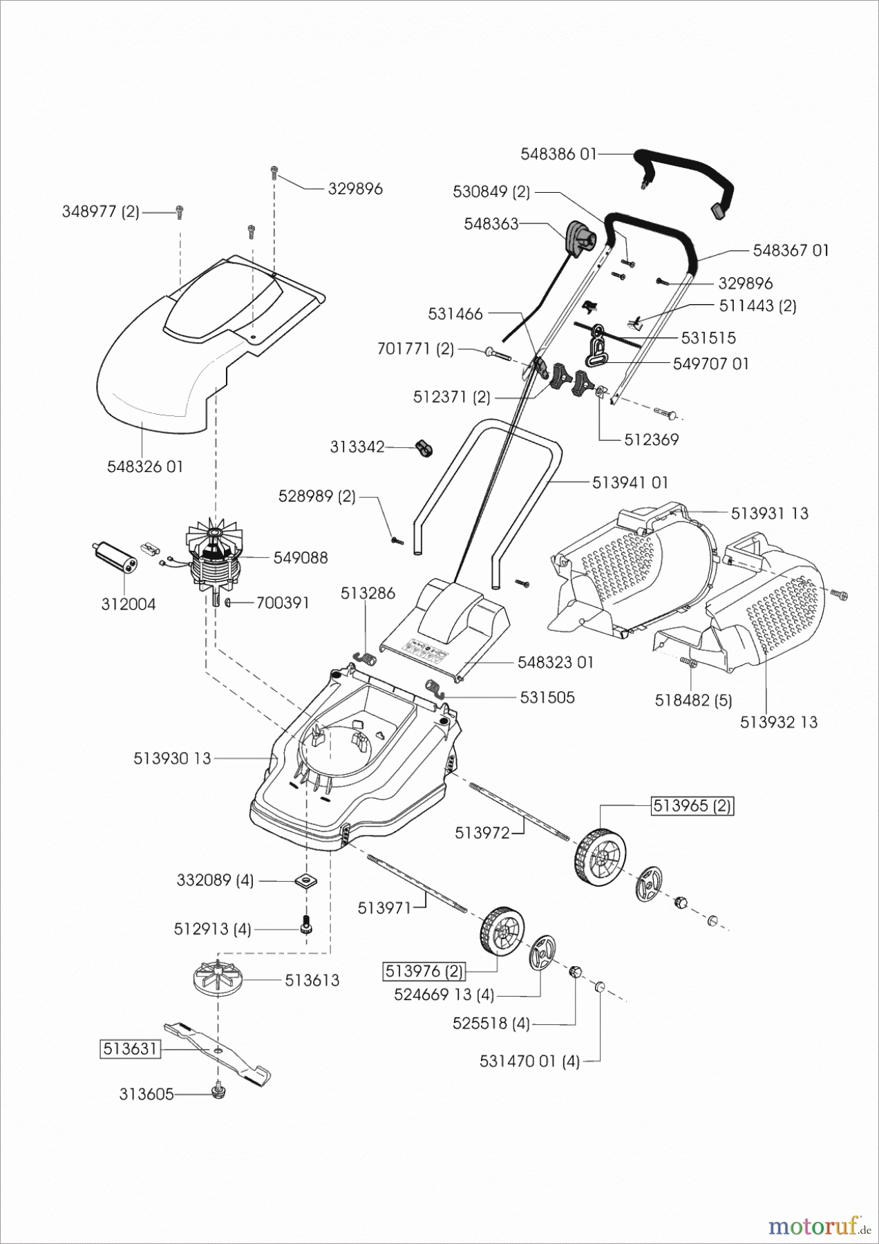 E-Flor Gartentechnik Elektrorasenmäher 1338 E 11/2001 - 01/2003 Seite 1