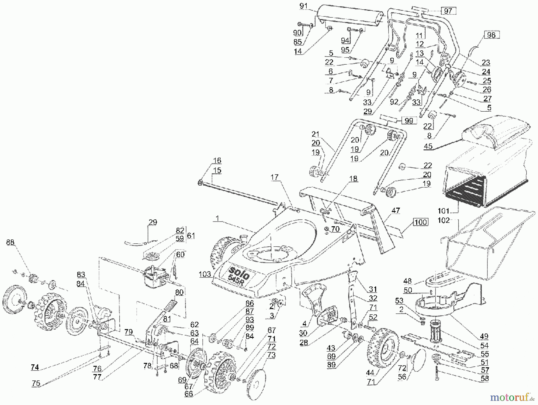  Solo by AL-KO Gartentechnik Benzinrasenmäher Primo 545 R ET 122002 Druck 9 545 710 02/2002 [SN: ET 122002 Druck 9 545 710] - 00/2006 [SN: ET 102006  Druck 9 545 711] Seite 1