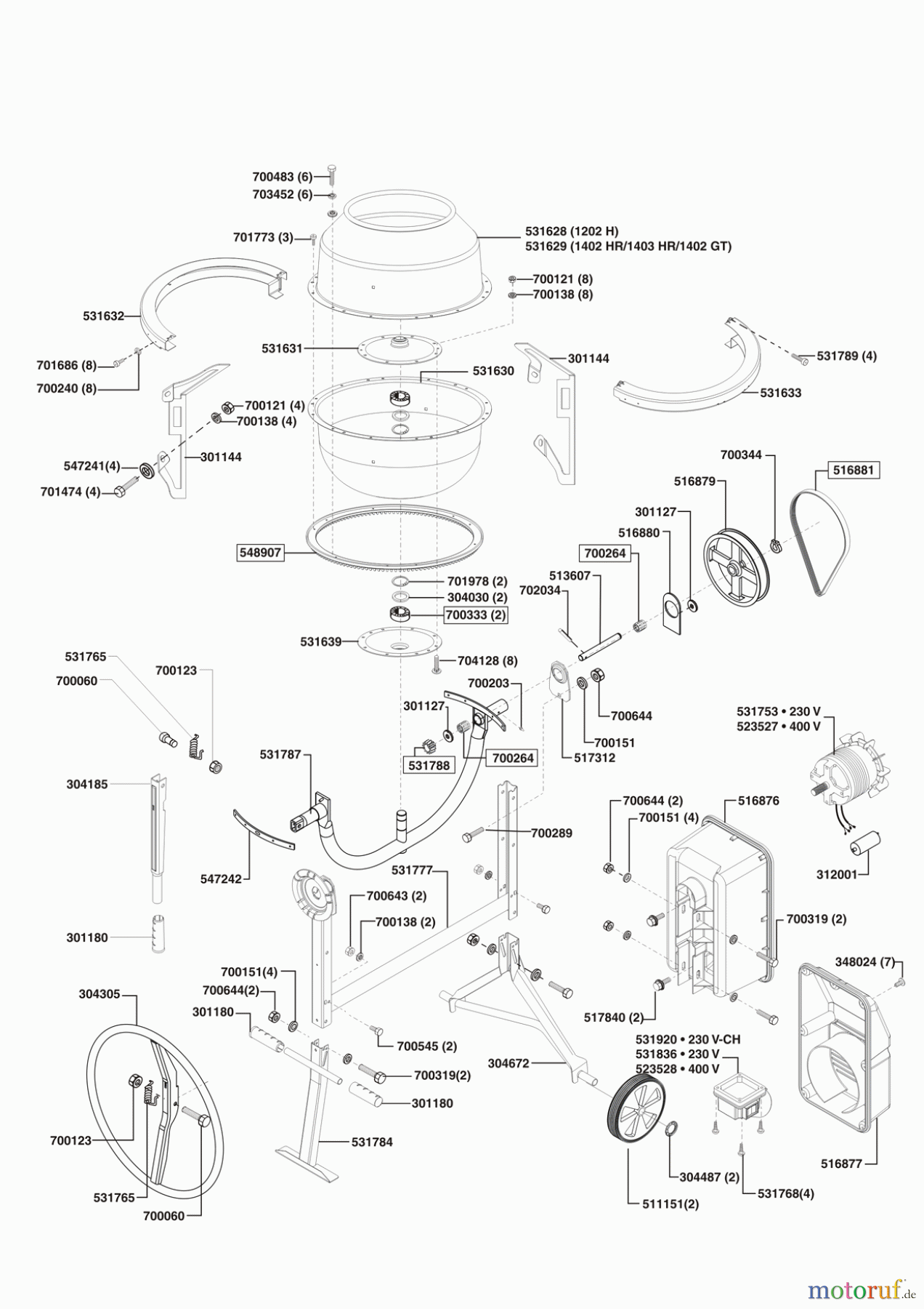  AL-KO Heimwerkertechnik Betonmörtelmaschinen Top 1402 GT 08/2004 - 09/2005 Seite 1