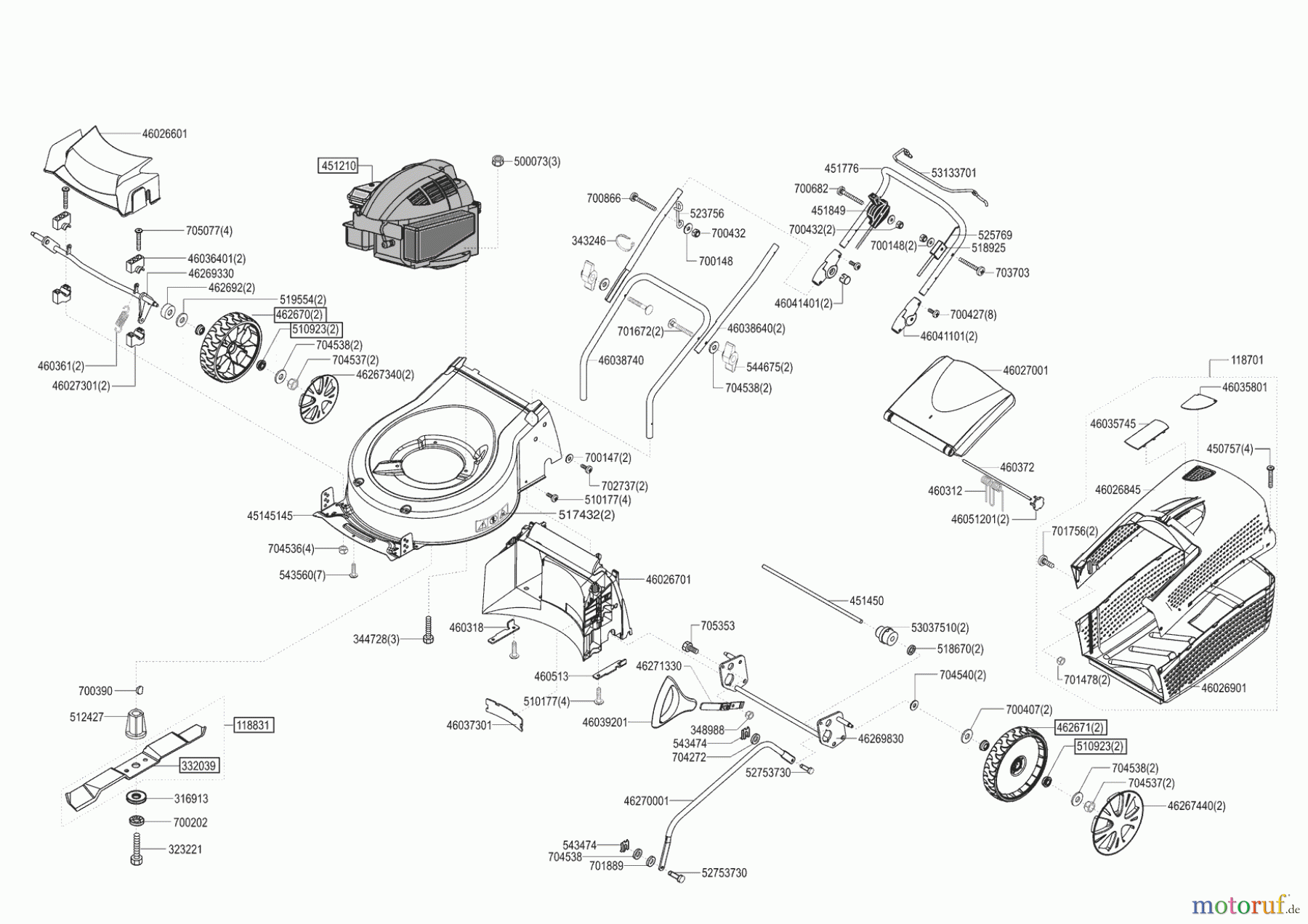  Migros Gartentechnik Benzinrasenmäher PROFI-LINE 47 BH 12/2006 - 01/2008 Seite 1