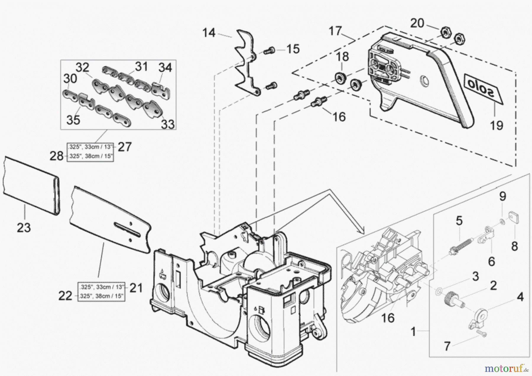  Solo by AL-KO Gartentechnik Kettensägen 643 IP S.Nr. 6112->; 022009 Druck 9 643 703 02/2009 [SN: S.Nr. 6112->; 022009 Druck 9 643 703] - 02/2011 [SN: S.Nr. 13001->; 022011 Druck 9 643 704] Seite 8
