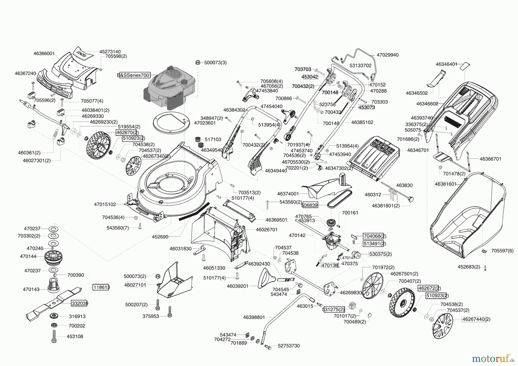 Powerline Gartentechnik Benzinrasenmäher 4700 BRV ab 04/2012 Seite 1