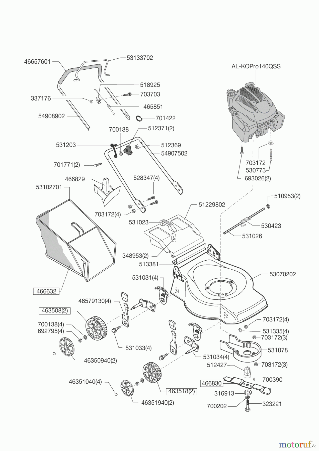 AL-KO Gartentechnik Benzinrasenmäher Selection OHV 46.3 B 03/2013 - 01/2014 Seite 1
