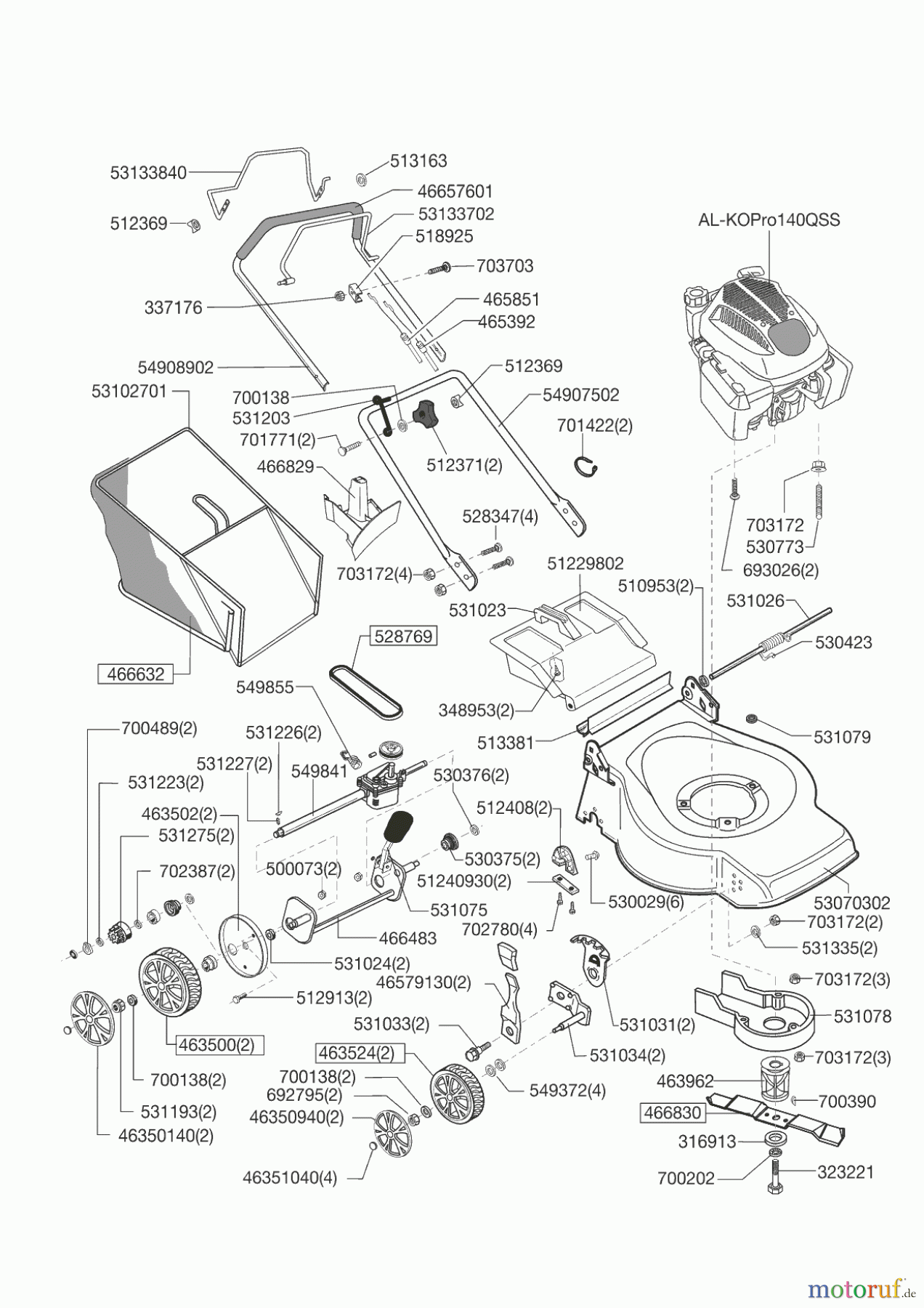 AL-KO Gartentechnik Benzinrasenmäher Selection OHV 46.3 BR 03/2013 - 01/2014 Seite 1