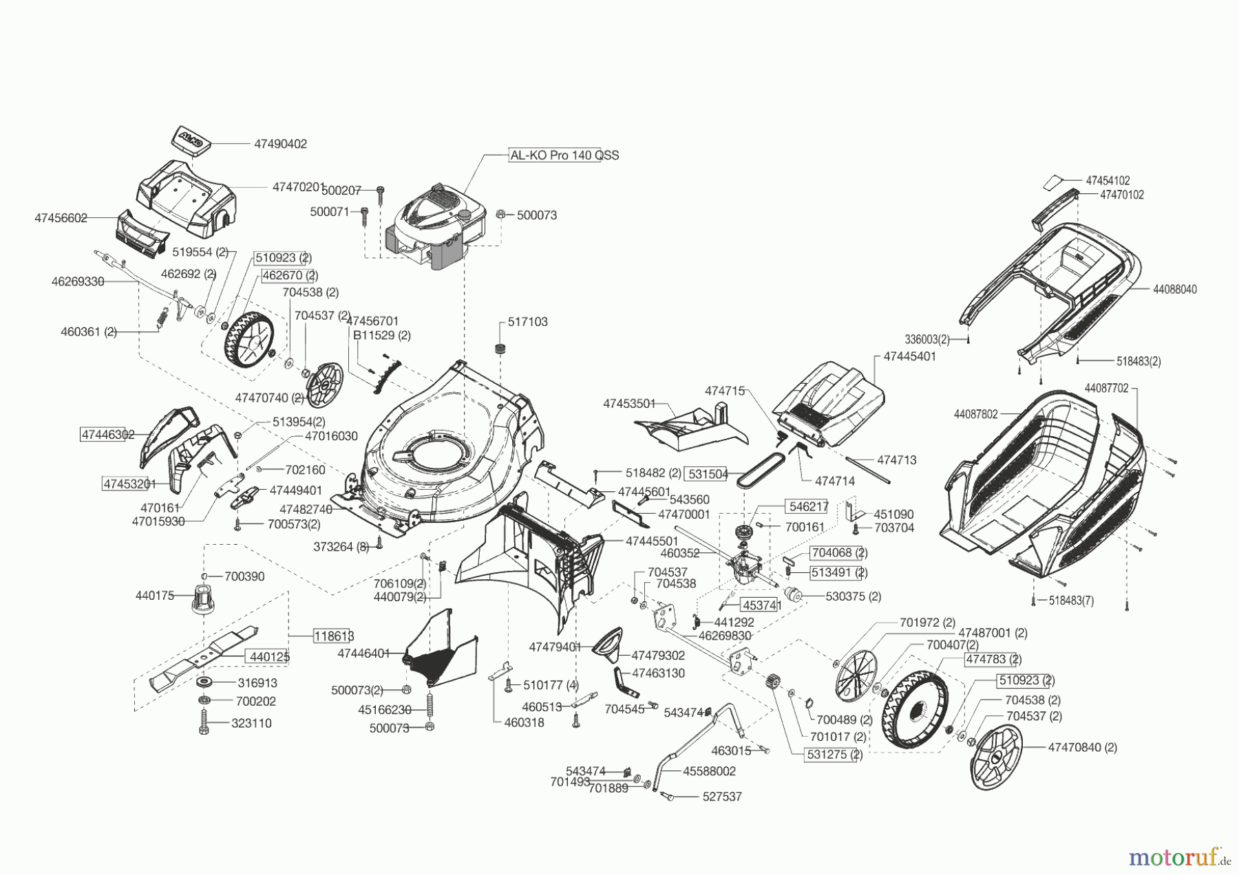 AL-KO Gartentechnik Benzinrasenmäher Highline 473 SP-A 11/2013 - 03/2019 Seite 1
