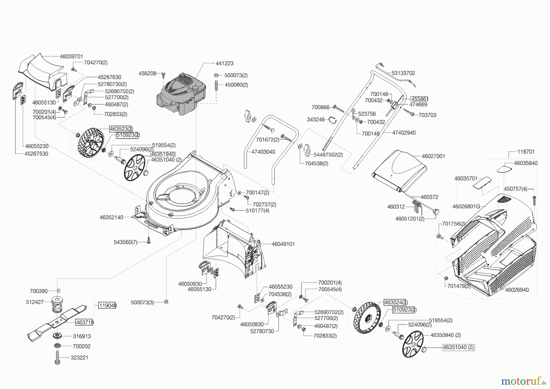  AL-KO Gartentechnik Benzinrasenmäher 42.5 P-A HIGHLINE  08/2016 - 07/2019 Seite 1