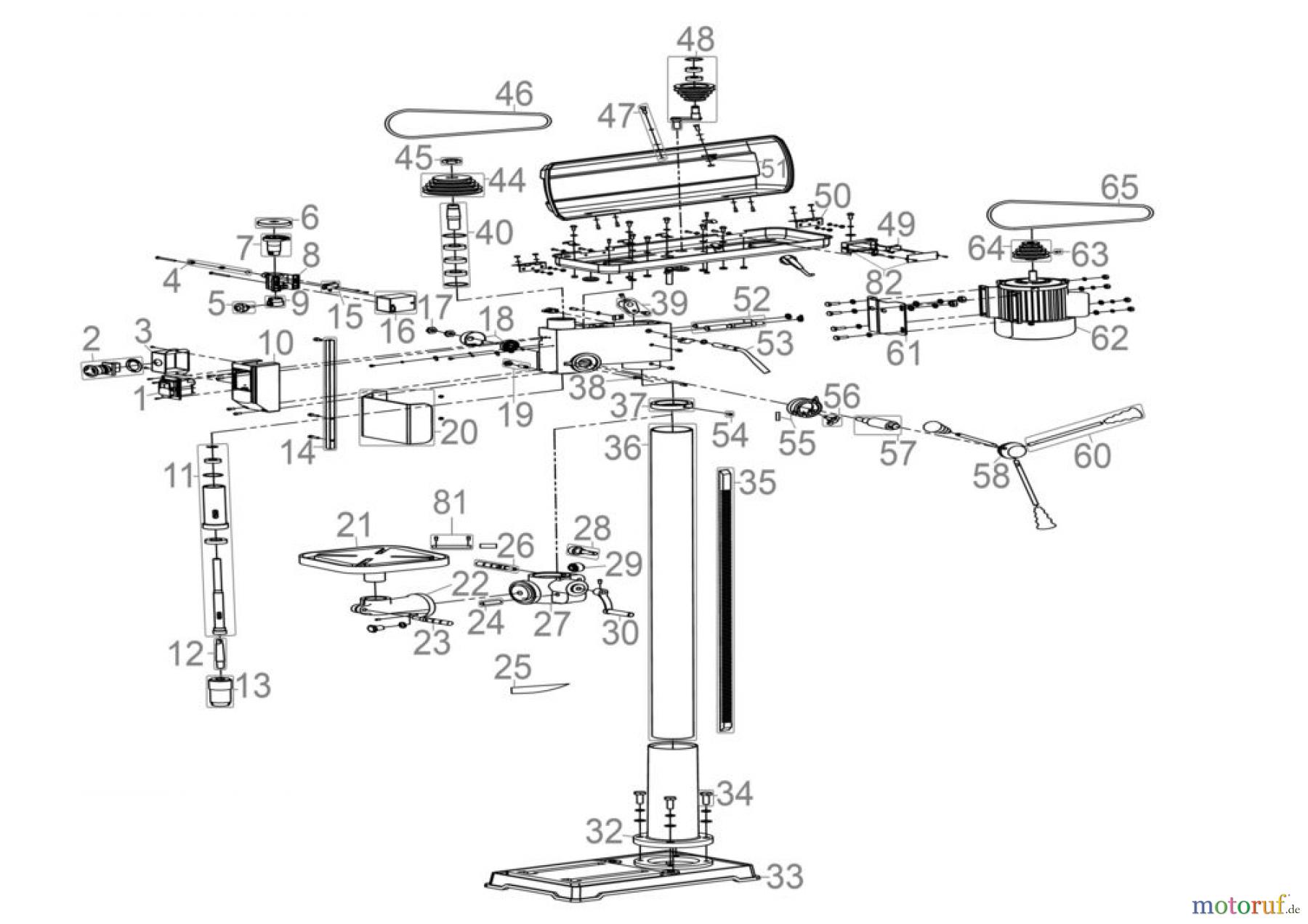 Ryobi (Schlag-)Bohrschrauber Tischbohrmaschine Tischbohrmaschine GTB 20/812 R+L Art.Nr.: 55208 FSL55208-03 Seite 1
