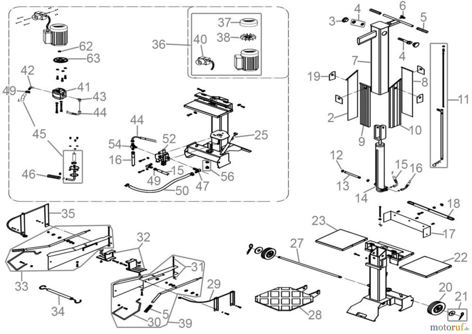 Güde Brennholzbearbeitung Holzspalter bis 7 t Spaltdruck HOLZSPALTER GHS 500/6TE - 02051 FSL02051-02 Seite 1