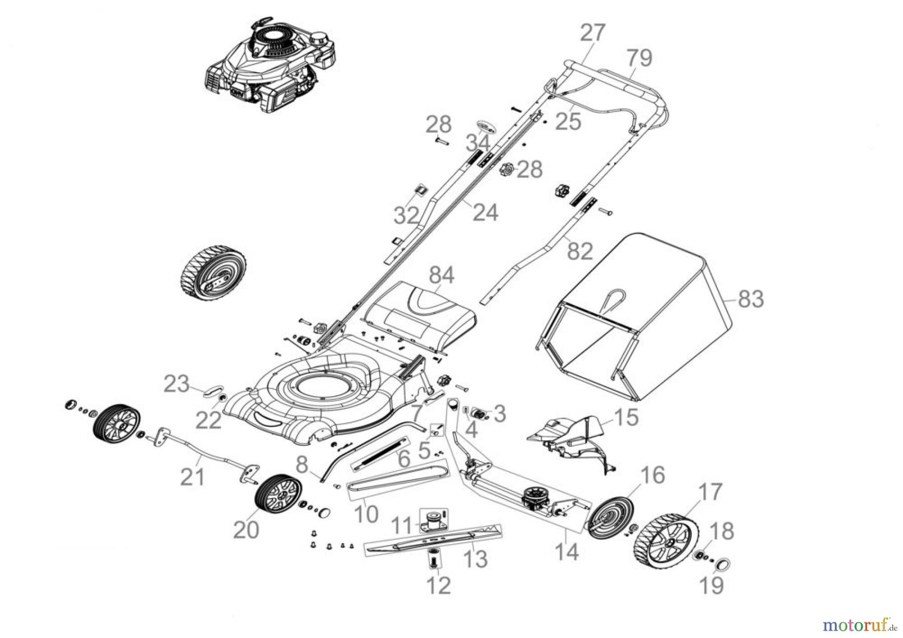  Güde Gartentechnik Rasenmäher Benzin-Rasenmäher Schnittbreite bis 50 cm RASENMÄHER ECO WHEELER 461 P - 95322 FSL95322-02 Seite 1