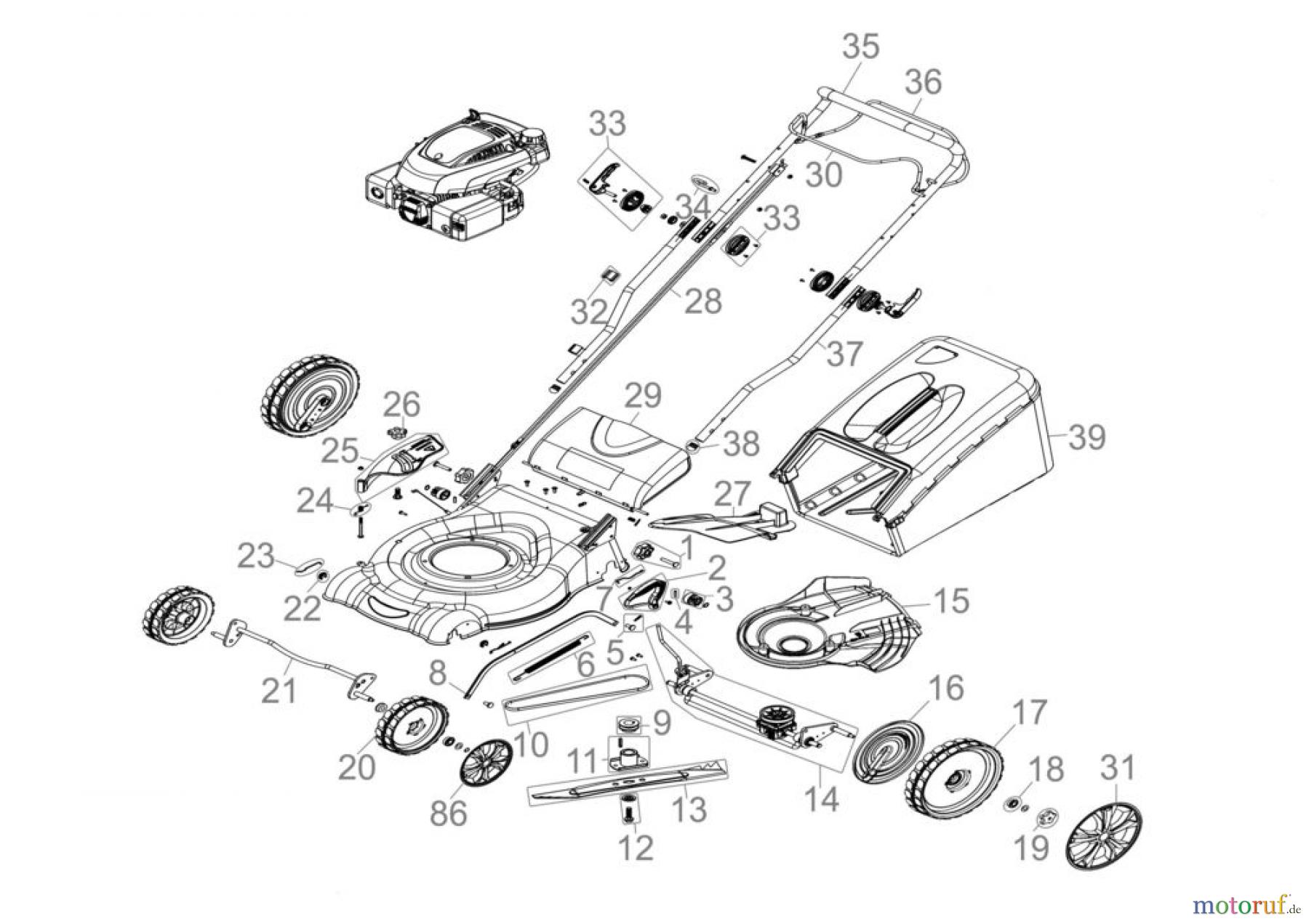  Güde Gartentechnik Rasenmäher Benzin-Rasenmäher Schnittbreite ab 50 cm RASENMÄHER BIG WHEELER 510 4IN1 - 95347 FSL95347-03 Seite 1