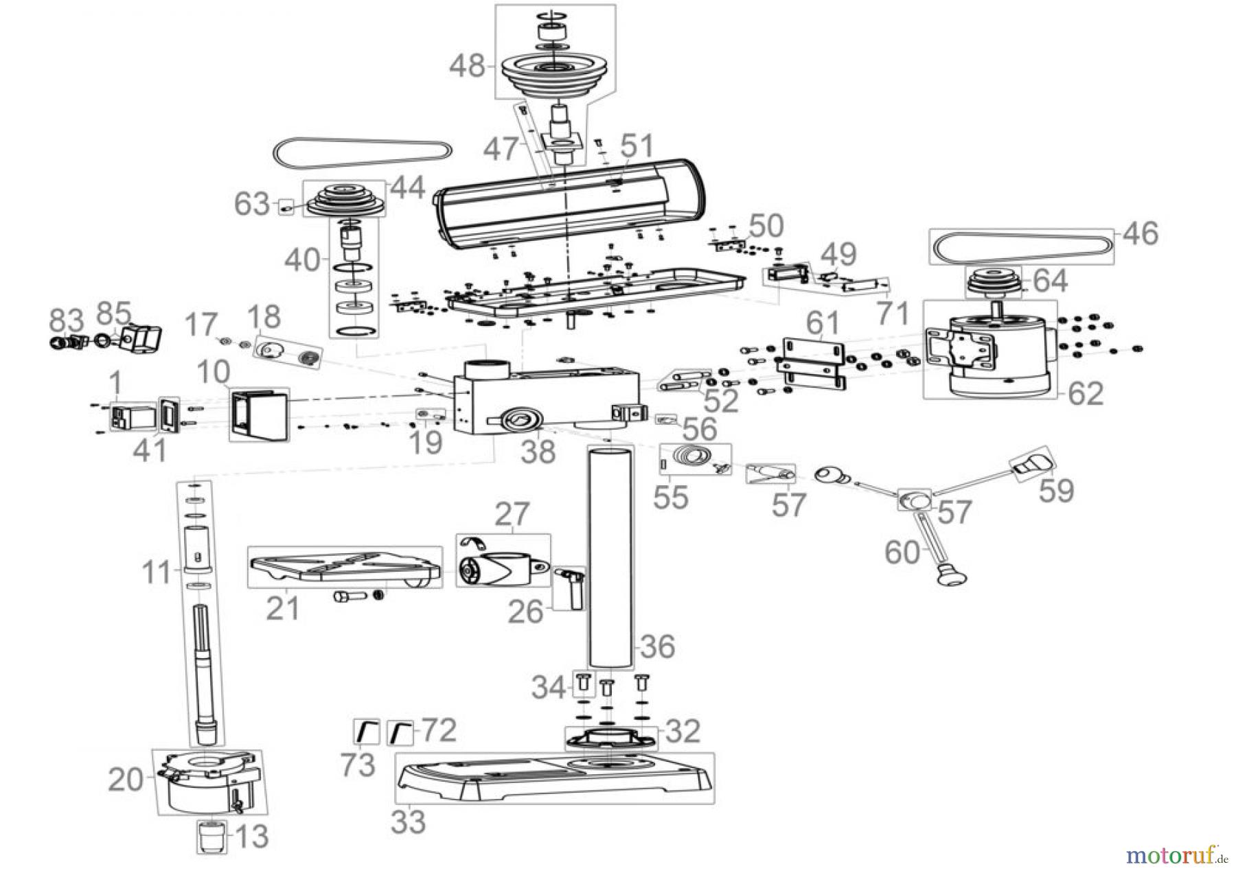 Ryobi (Schlag-)Bohrschrauber Tischbohrmaschine Tischbohrmaschine GTB 14/509 Art.Nr.: 55201 FSL55201-02 Seite 1