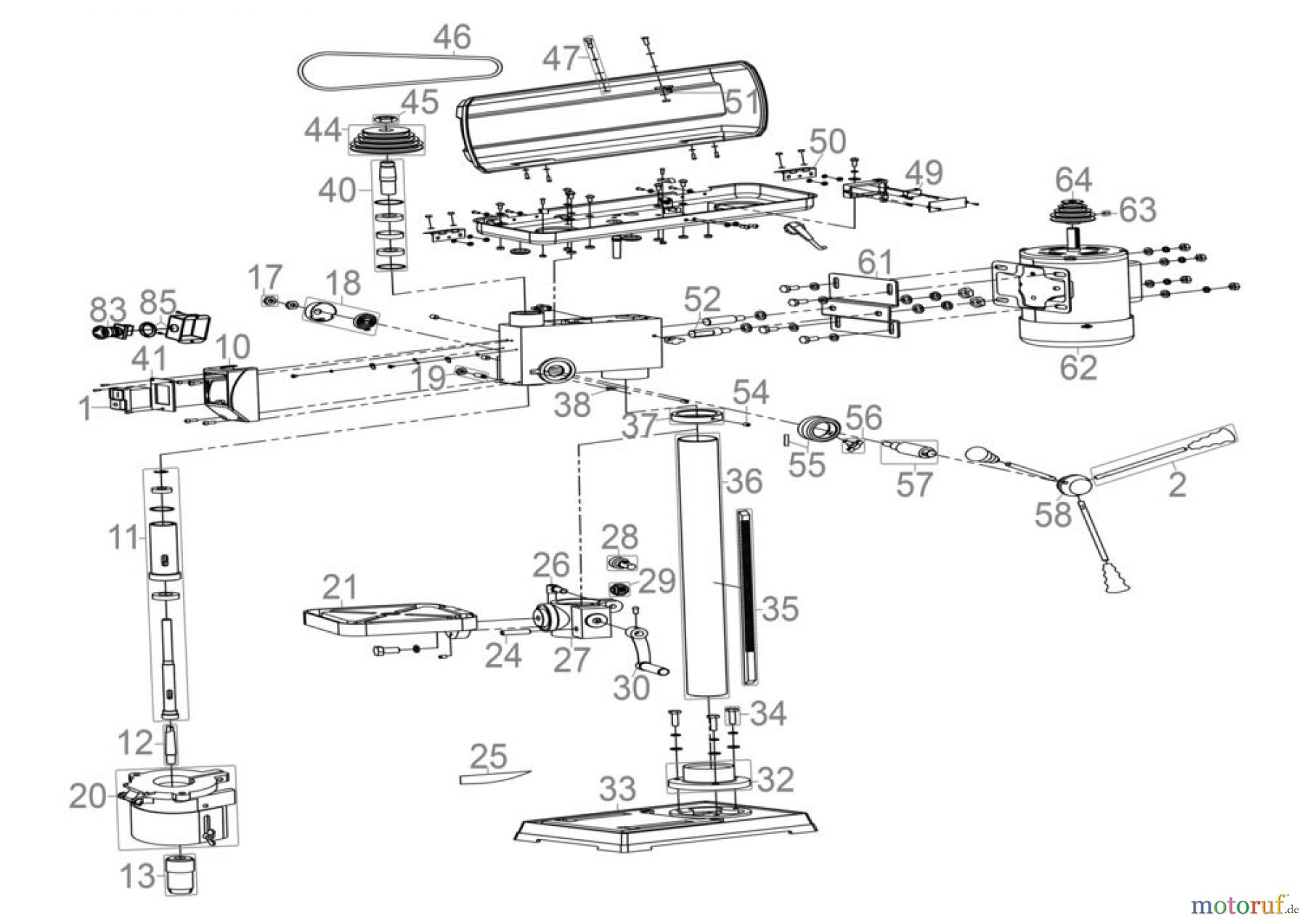 Ryobi (Schlag-)Bohrschrauber Tischbohrmaschine Tischbohrmaschine GTB 16/605 Art.Nr.: 55202 FSL55202-02 Seite 1