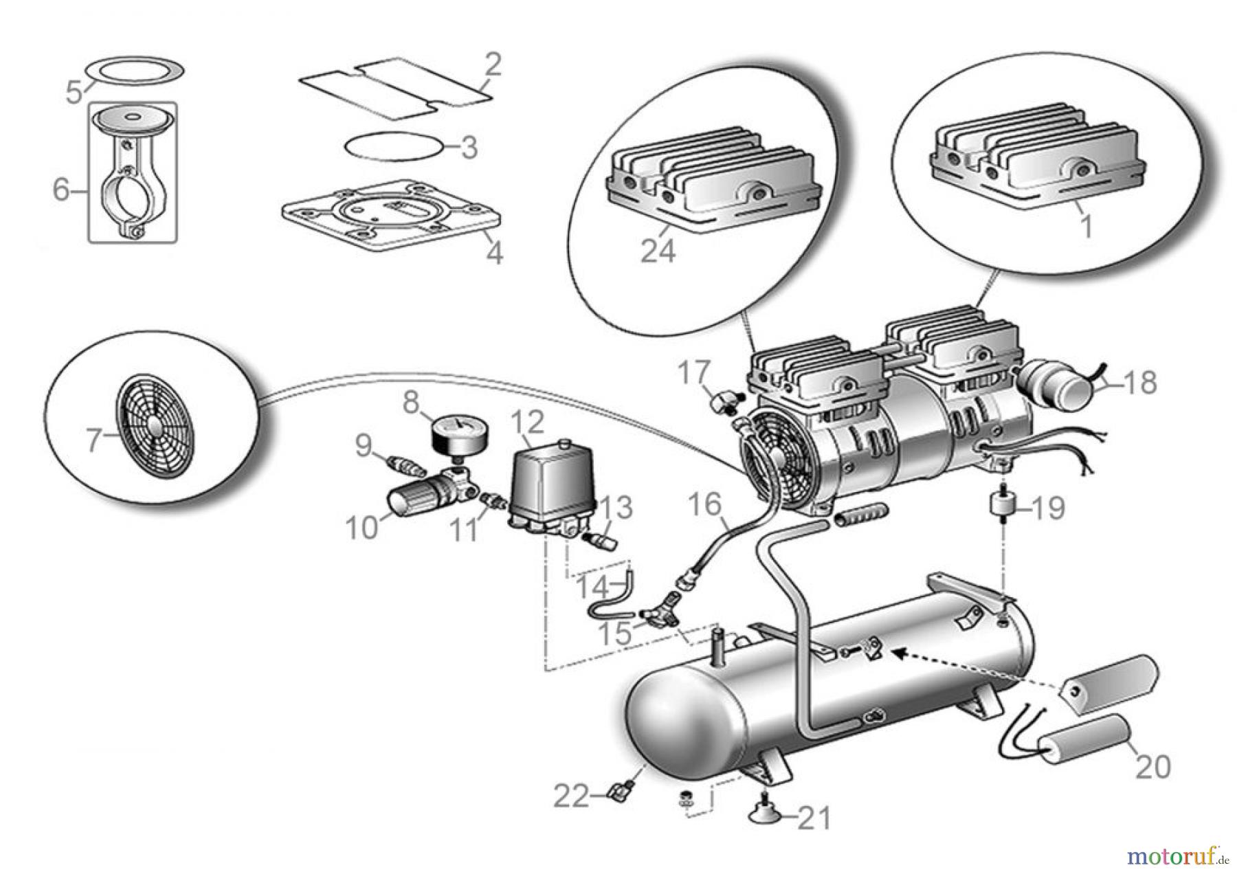 Güde Drucklufttechnik Kompressoren Ölfrei bis 50l Kessel Kompressor Airpower 105/8/6 SILENT Art.Nr.: 50133 FSL50133-01 Seite 1