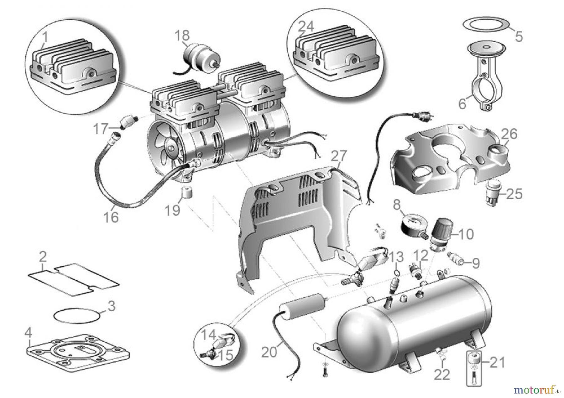 Güde Drucklufttechnik Kompressoren Ölfrei bis 50l Kessel Kompressor Airpower 110/8/6 SILENT Art.Nr.: 50134 FSL50134-01 Seite 1