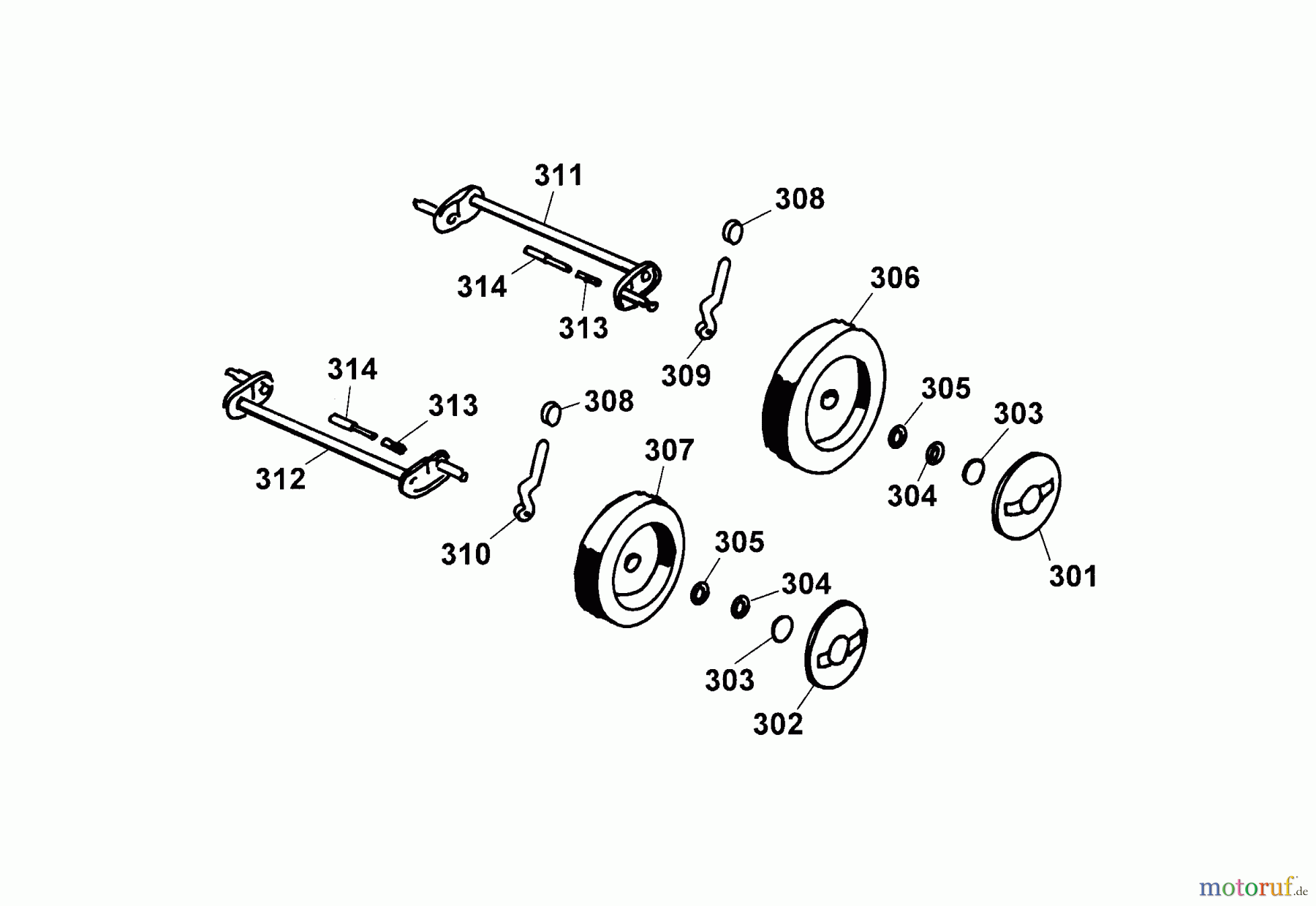 Wolf-Garten Elektromäher HBM 32 E 4912685 Serie A (2003) Höhenverstellung, Räder