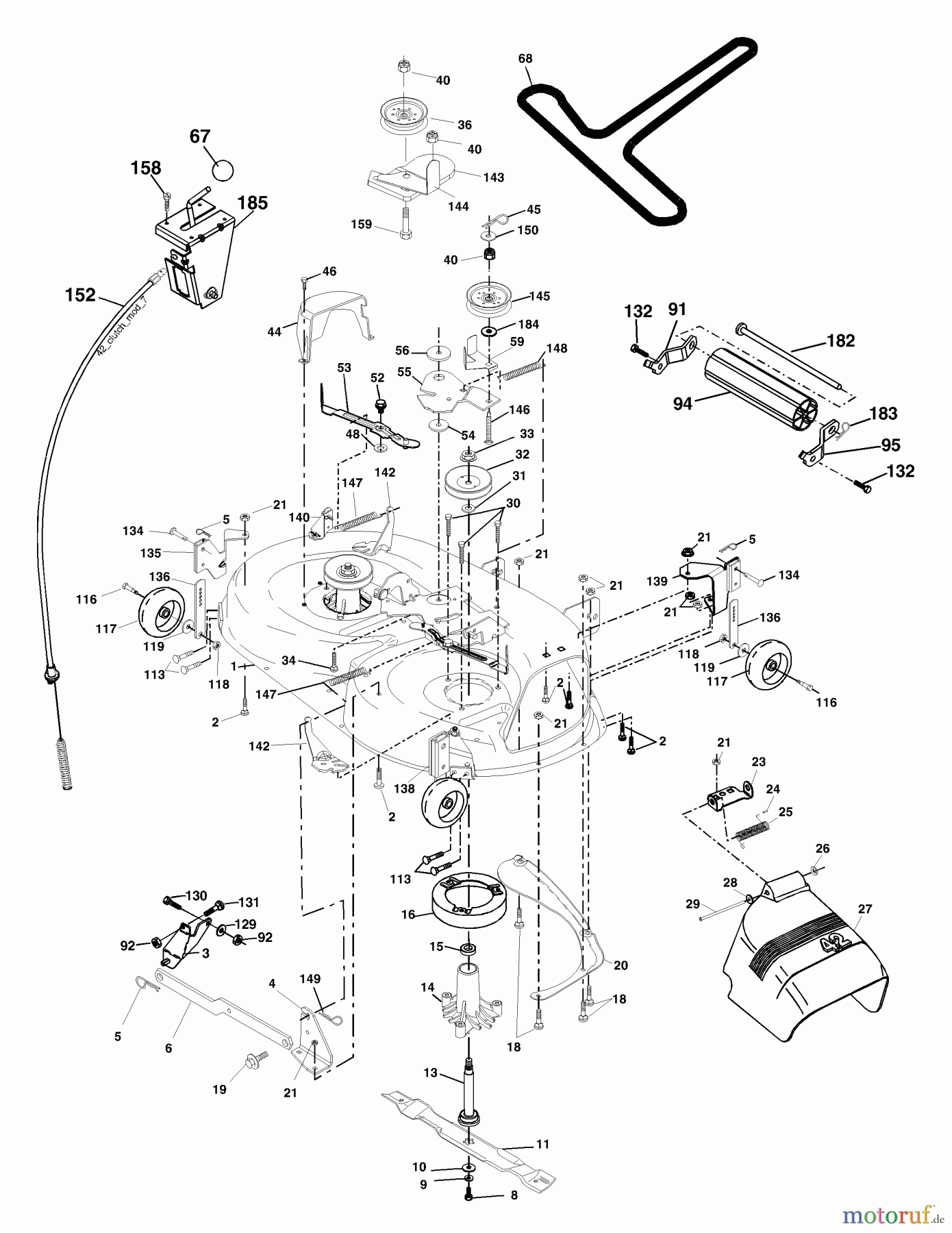 Husqvarna Rasen und Garten Traktoren LTH 2042B (954571953) - Husqvarna Lawn Tractor (2004-01 & After) Mower Deck