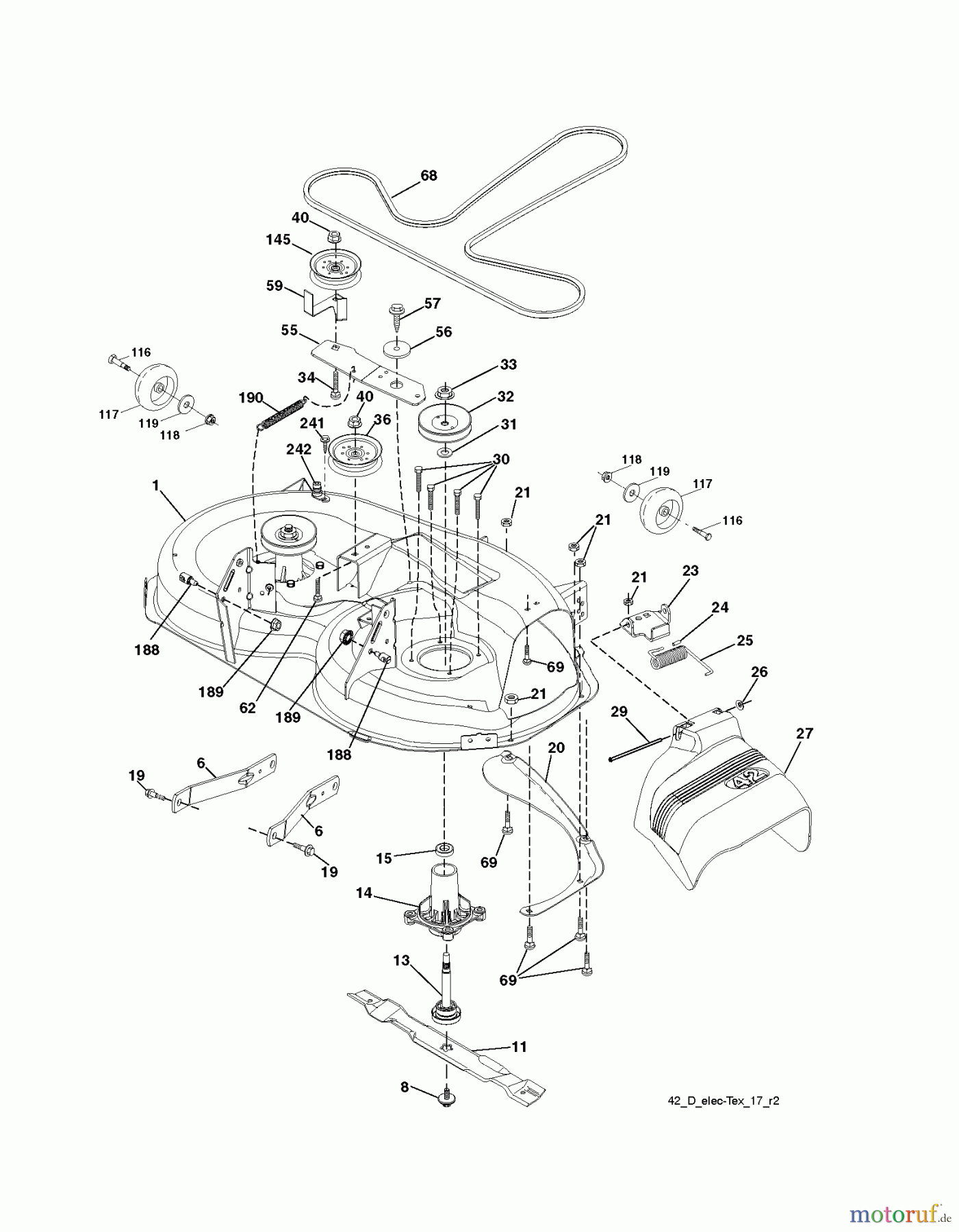 Husqvarna Rasen und Garten Traktoren LTH 2142 (96041023600) - Husqvarna Lawn Tractor (2011-05 & After) MOWER DECK / CUTTING DECK
