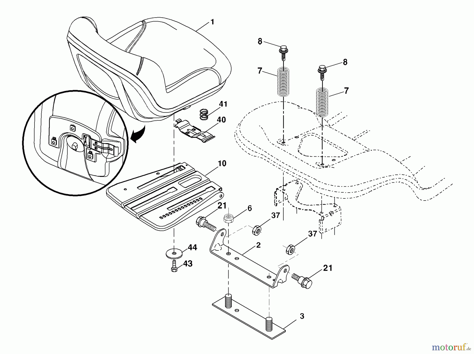 Husqvarna Rasen und Garten Traktoren PB 19546LT (96042003500) - Husqvarna Lawn Tractor (2008-02 & After) Seat