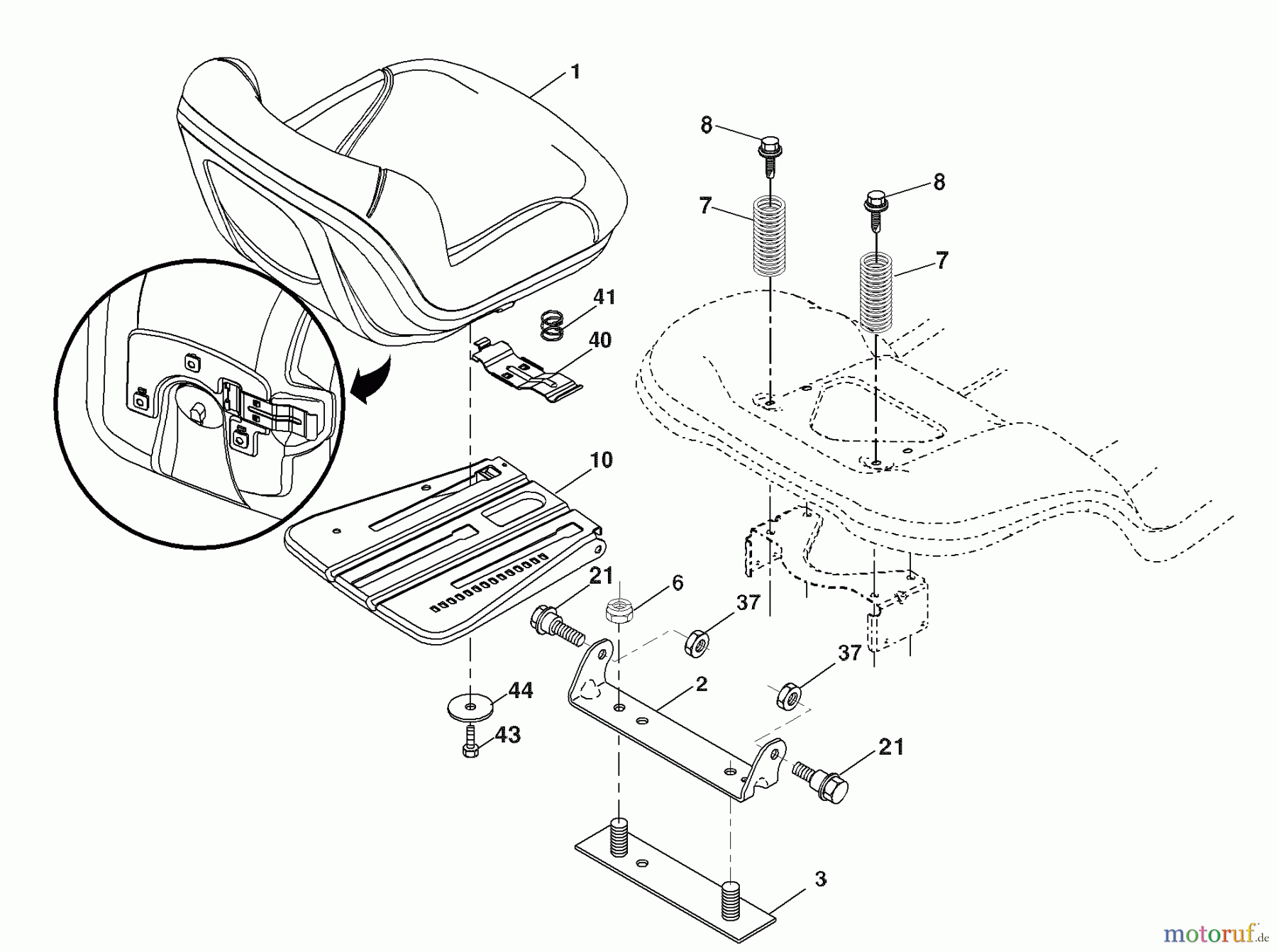 Husqvarna Rasen und Garten Traktoren PB 195H42LT (96042003600) - Husqvarna Lawn Tractor (2007-08 & After) Seat