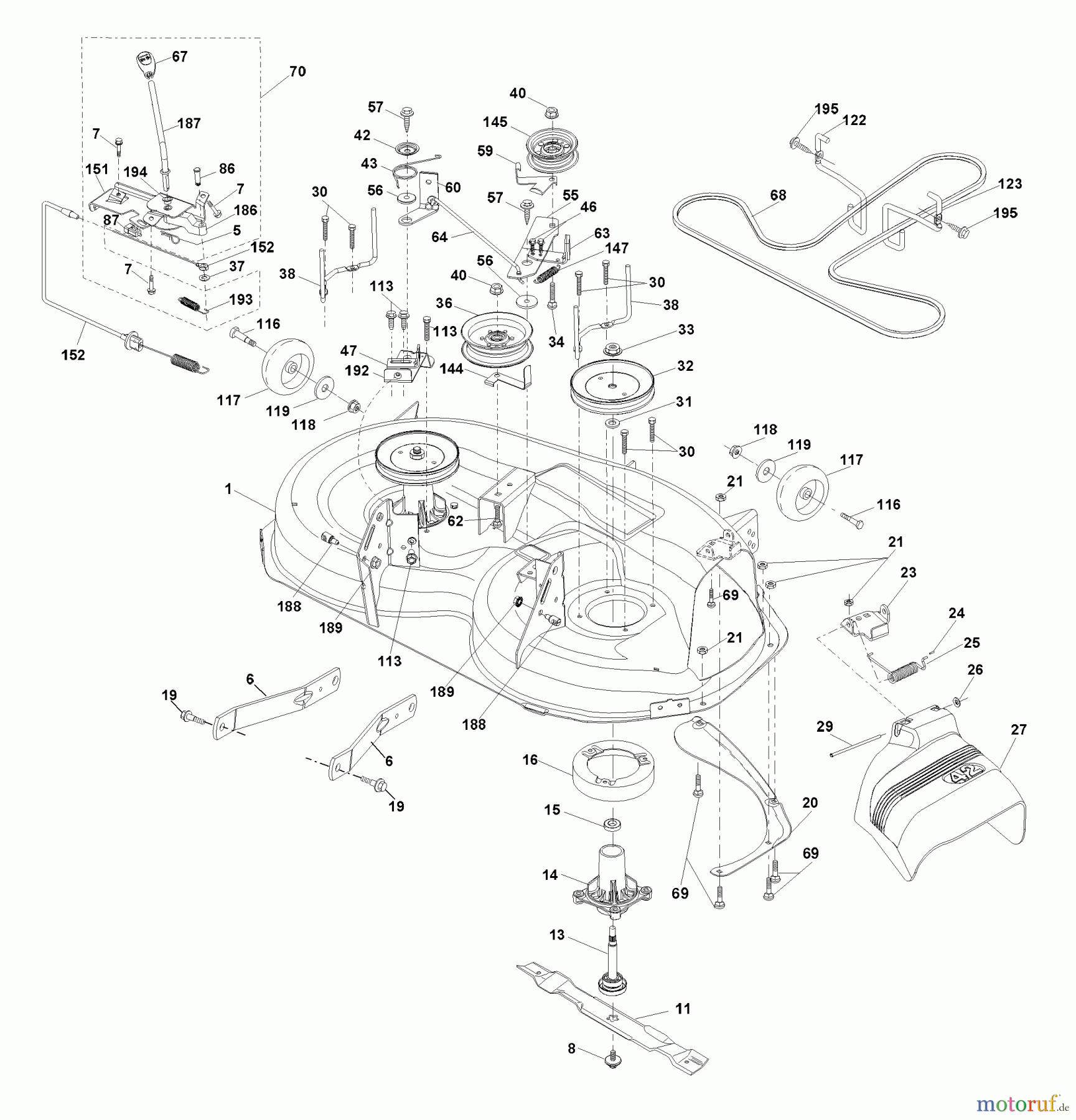  Husqvarna Rasen und Garten Traktoren PB 195H42LT (96042003601) - Husqvarna Lawn Tractor (2007-05 & After) Mower Deck