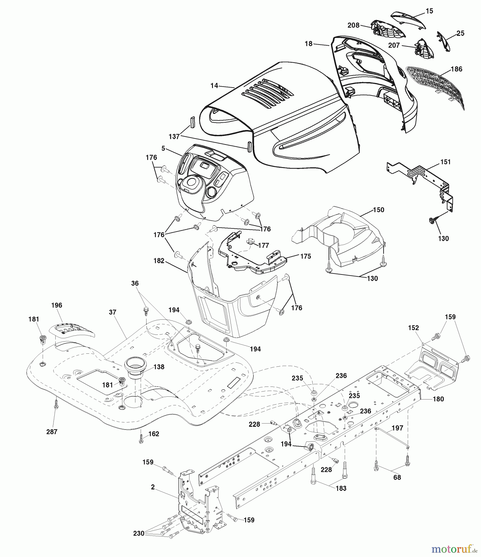 Husqvarna Rasen und Garten Traktoren PB 195H42LT (96042003602) - Husqvarna Lawn Tractor (2008-01 & After) Chassis