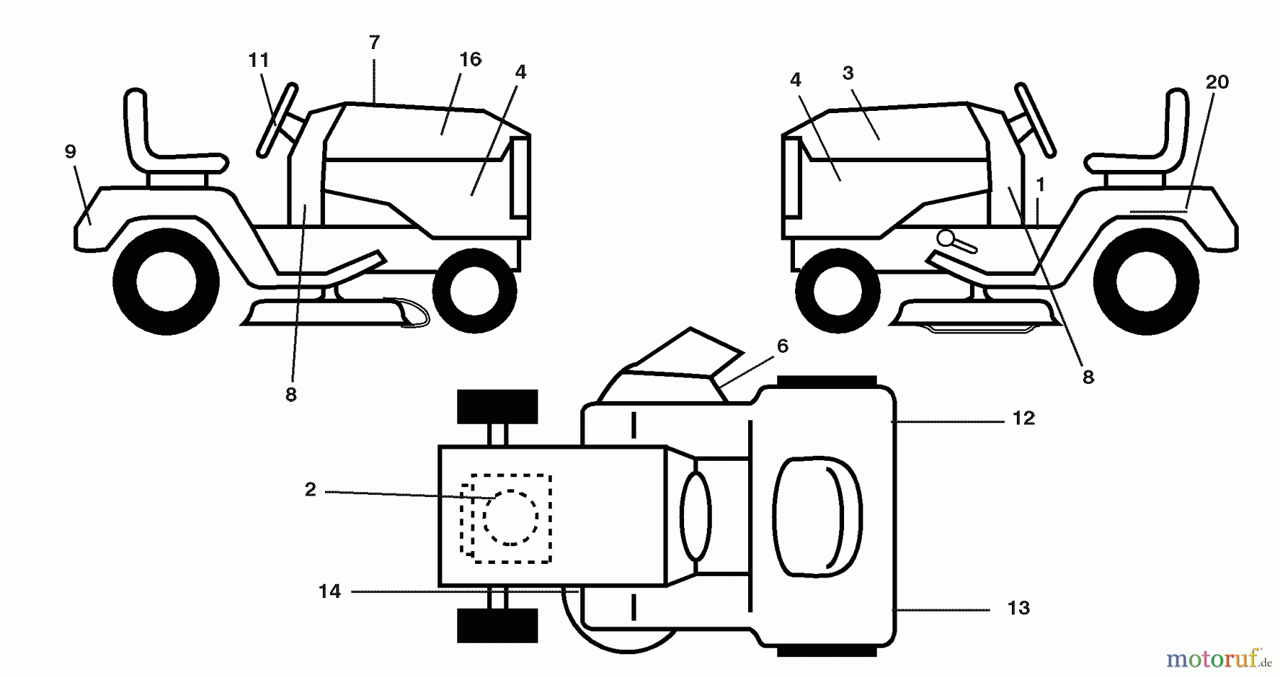 Husqvarna Rasen und Garten Traktoren PB 195H42LT (96042003602) - Husqvarna Lawn Tractor (2008-01 & After) Decals